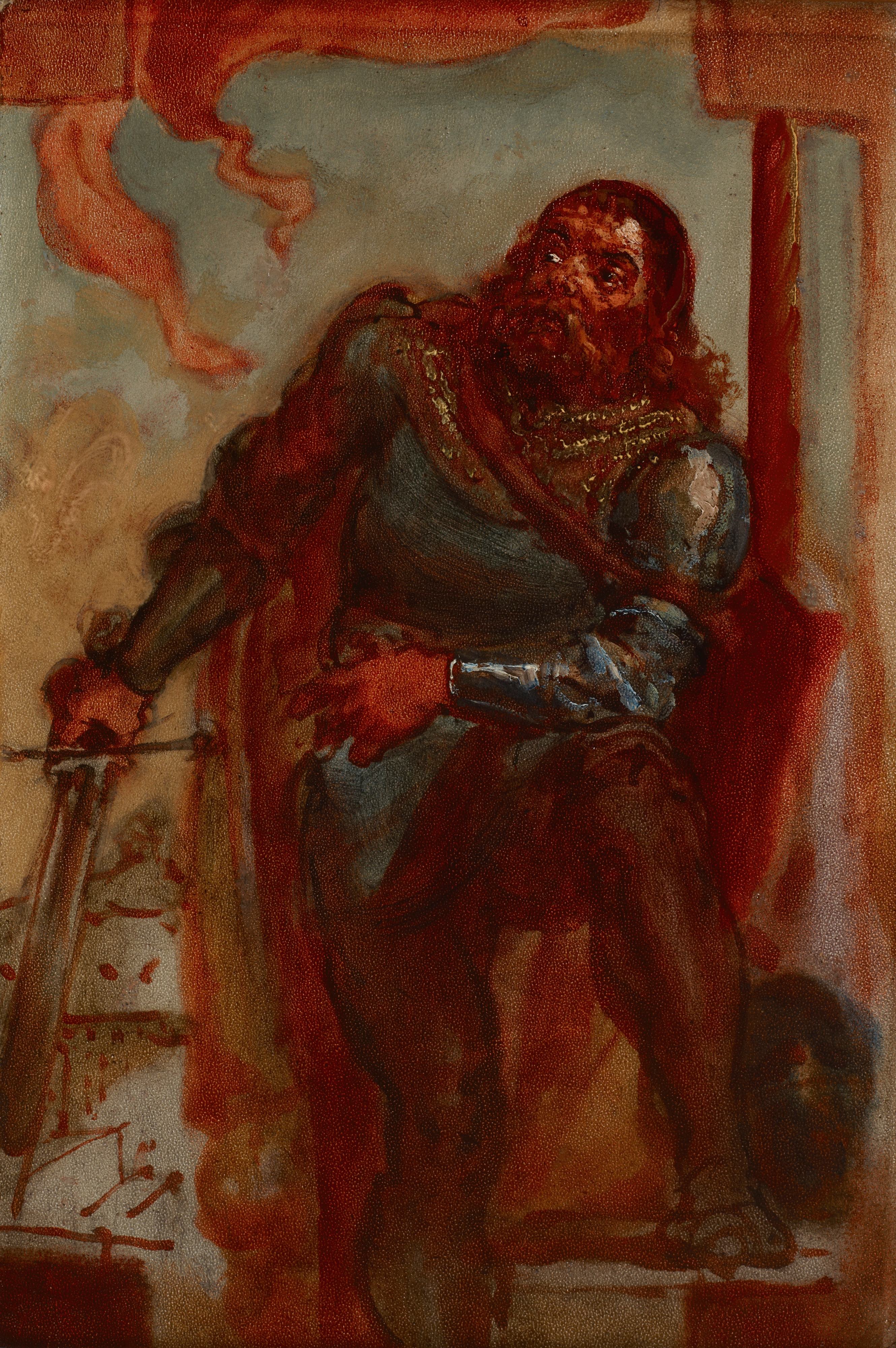 画作《1468 年，瓦茨瓦夫·维尔切克 (Wacław Wilczek) 保卫摩拉维亚切比采 (Trzebice) 本笃会修道院，对抗马切伊·科尔文 (Maciej Korwin) 时绘制的草图