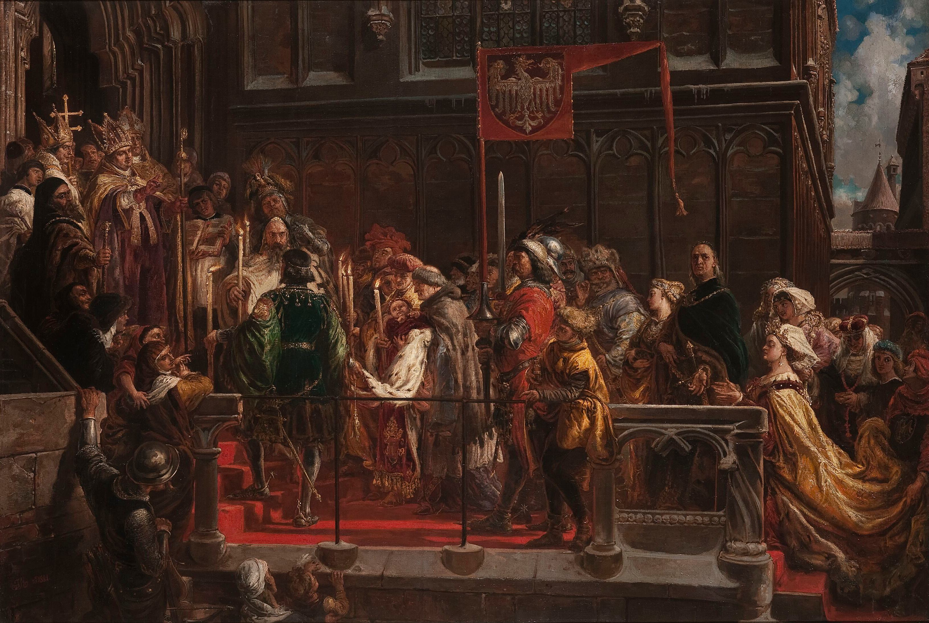 《瓦迪斯瓦夫·沃内奇克 (Władysław Warneńczyk) 的洗礼，1425 年 2 月 18 日》（Baptism of Władysław Warneńczyk, February 18, 1425）｜扬·马泰伊科 Jan Matejko｜1881