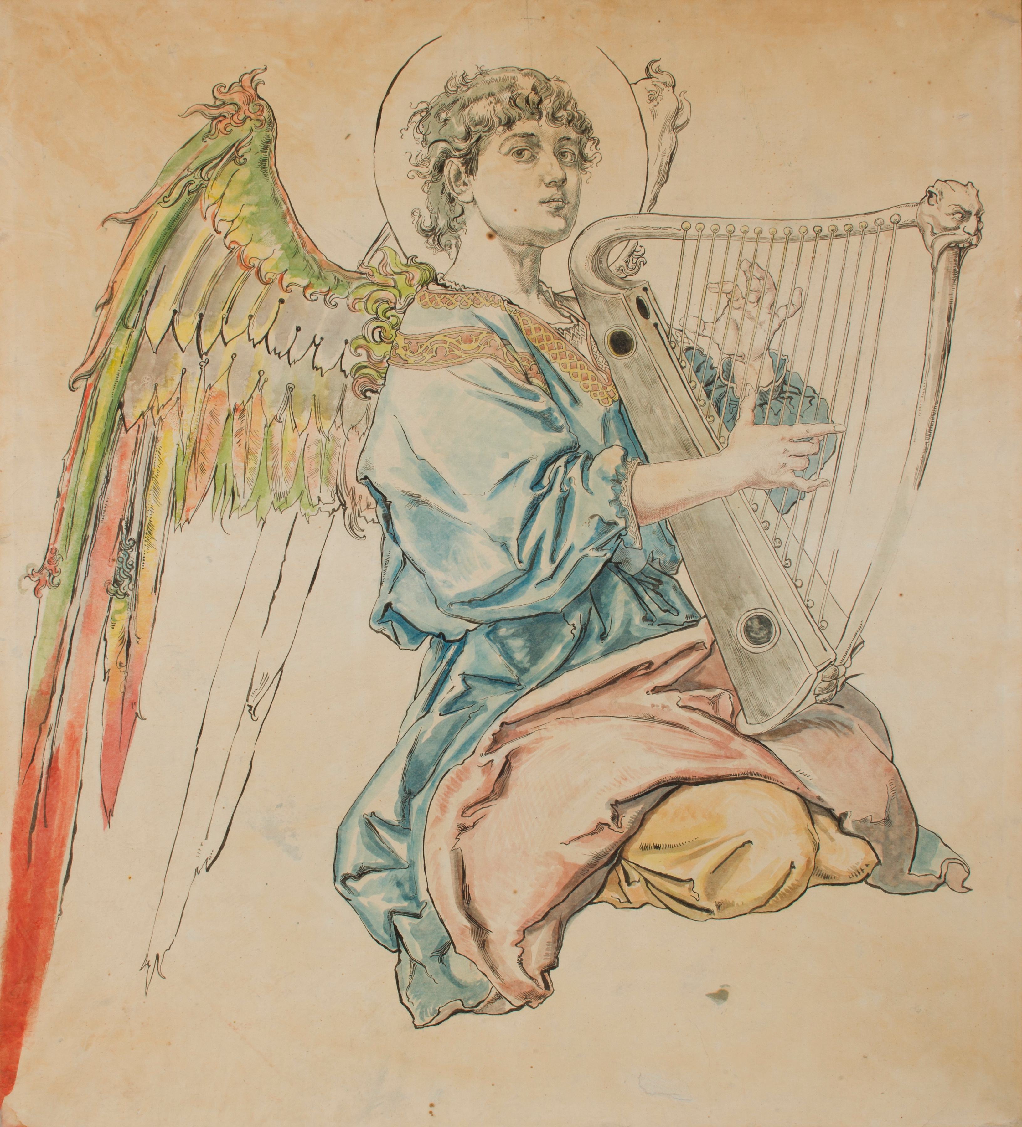 《天使弹琵琶图》（Figure of an Angel Playing the Lute）｜扬·马泰伊科 Jan Matejko｜1888–1891