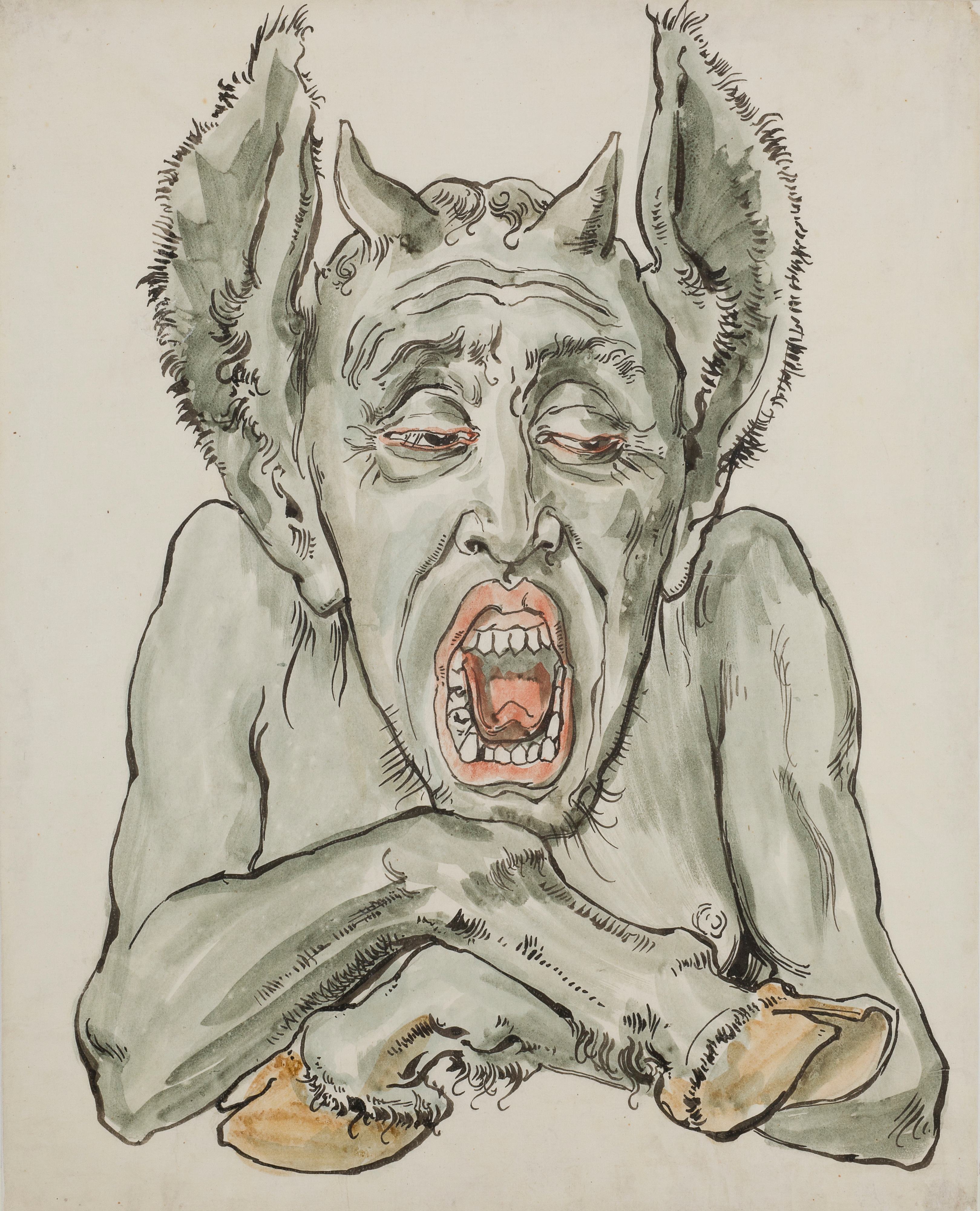 《张开嘴的魔鬼半身像》（Bust of the devil with an open mouth）｜扬·马泰伊科 Jan Matejko｜1890