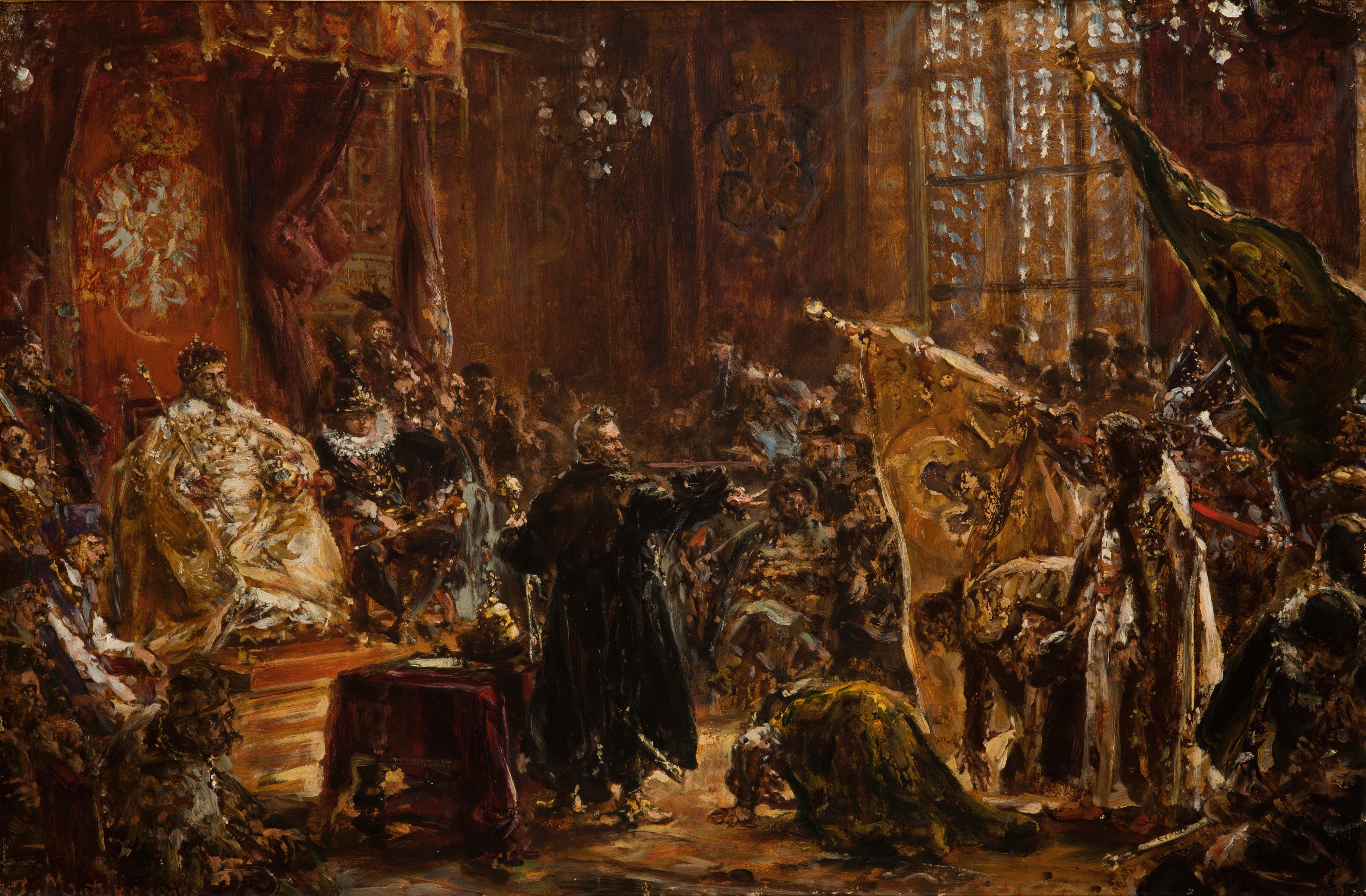 《舒伊斯基沙皇在华沙的西姆》（Shuysky Tsars at the Seym of Warsaw）｜扬·马泰伊科 Jan Matejko｜1892