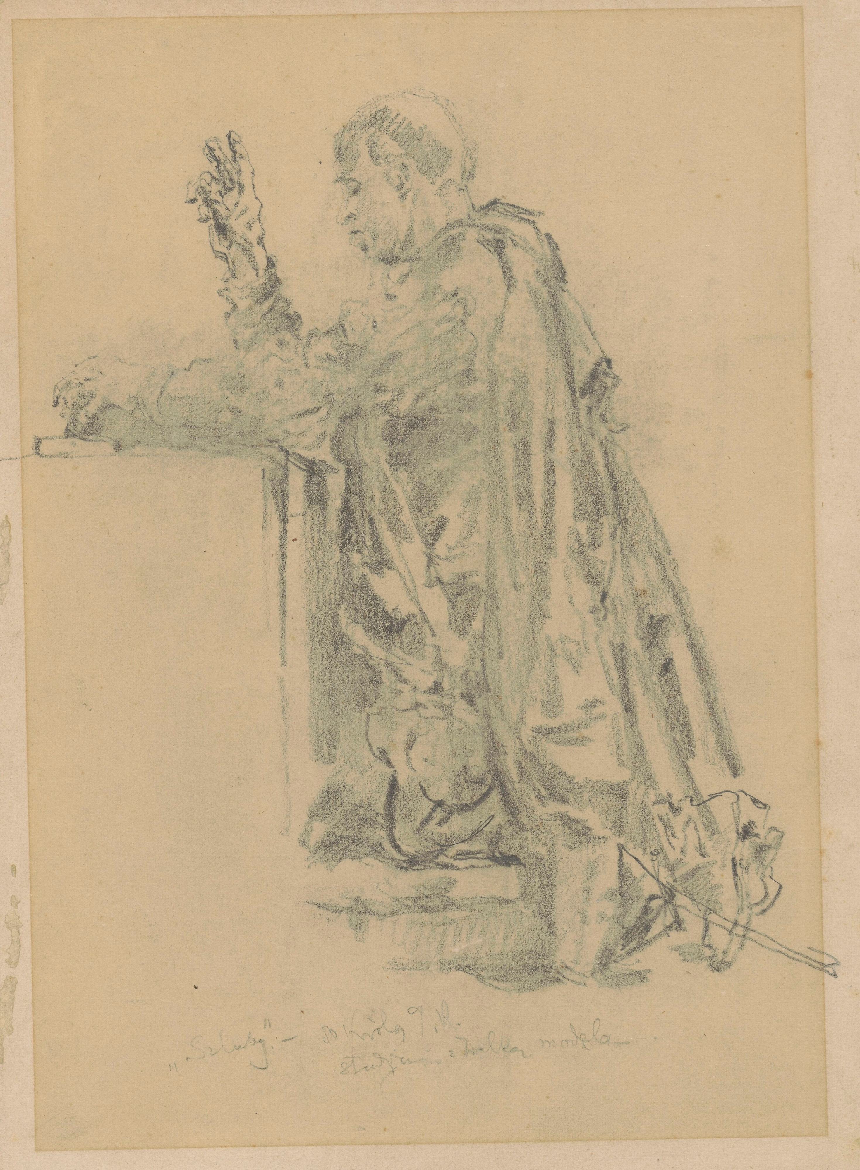 《对绘画《约翰·卡西米尔的誓言》中国王形象的研究》（Study of the figure of the king for the painting 'The Vows of John Casimir'）｜扬·马泰伊科 Jan Matejko｜1893