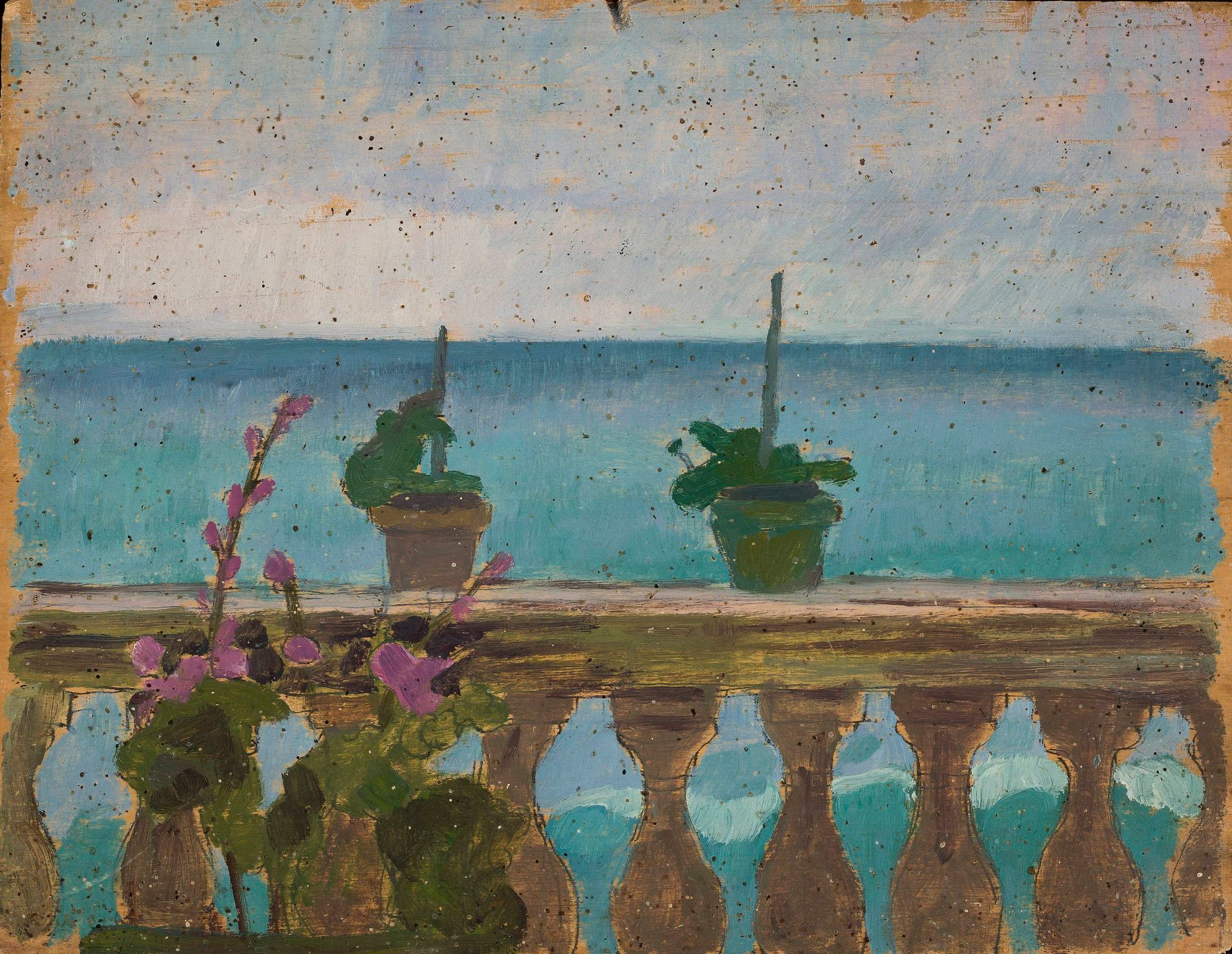 《有花盆的阳台》（Balcony with flower pots）｜扬·伦博夫斯基 Jan Rembowski｜不明