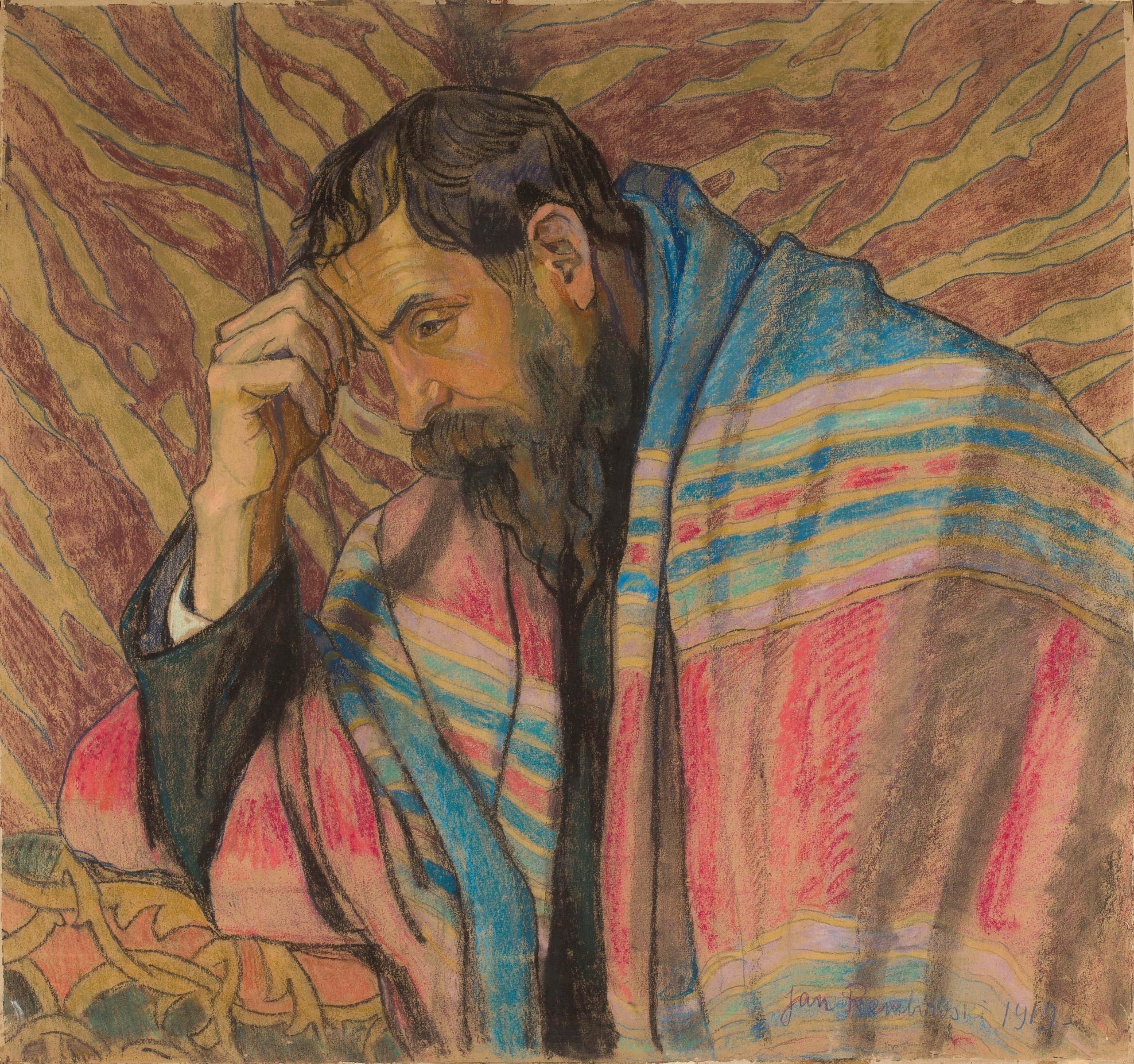 《一个男人的肖像（沉思）》（Portrait of a man (Pondering)）｜扬·伦博夫斯基 Jan Rembowski｜1919
