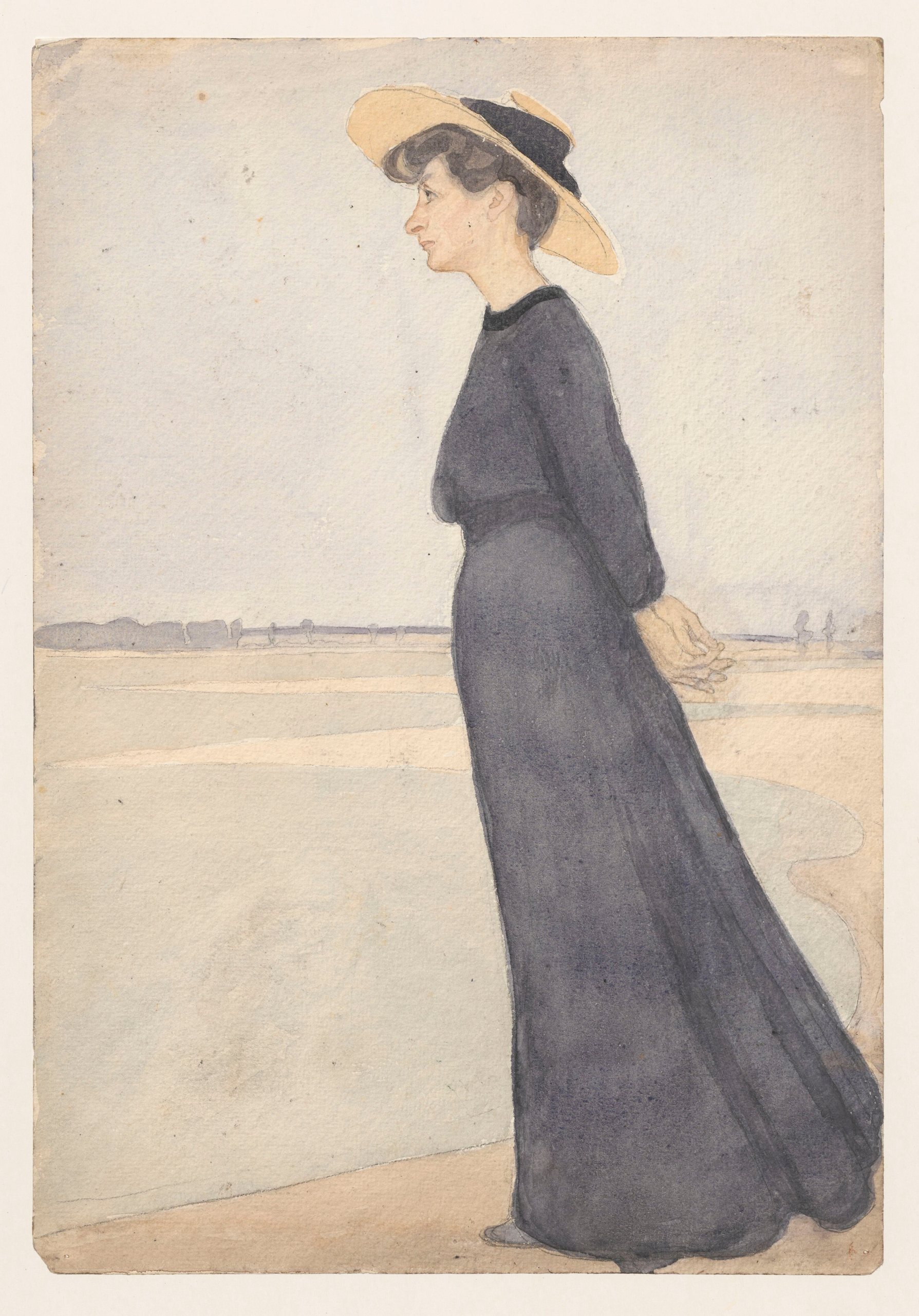 《艺术家妻子在海边的肖像》（Portrait of the artist’s wife by the sea）｜扬·伦博夫斯基 Jan Rembowski｜1910