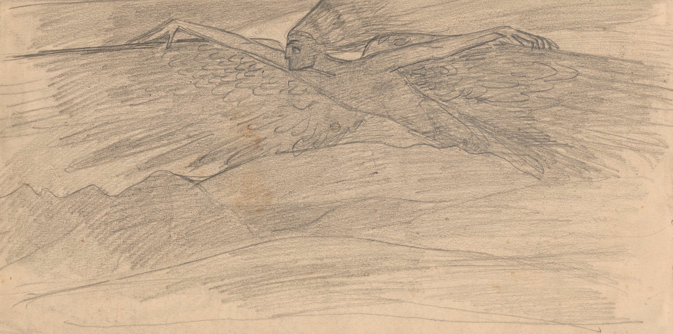 《带翅膀的人物素描》（Sketch of a winged figure）｜扬·伦博夫斯基 Jan Rembowski｜不明
