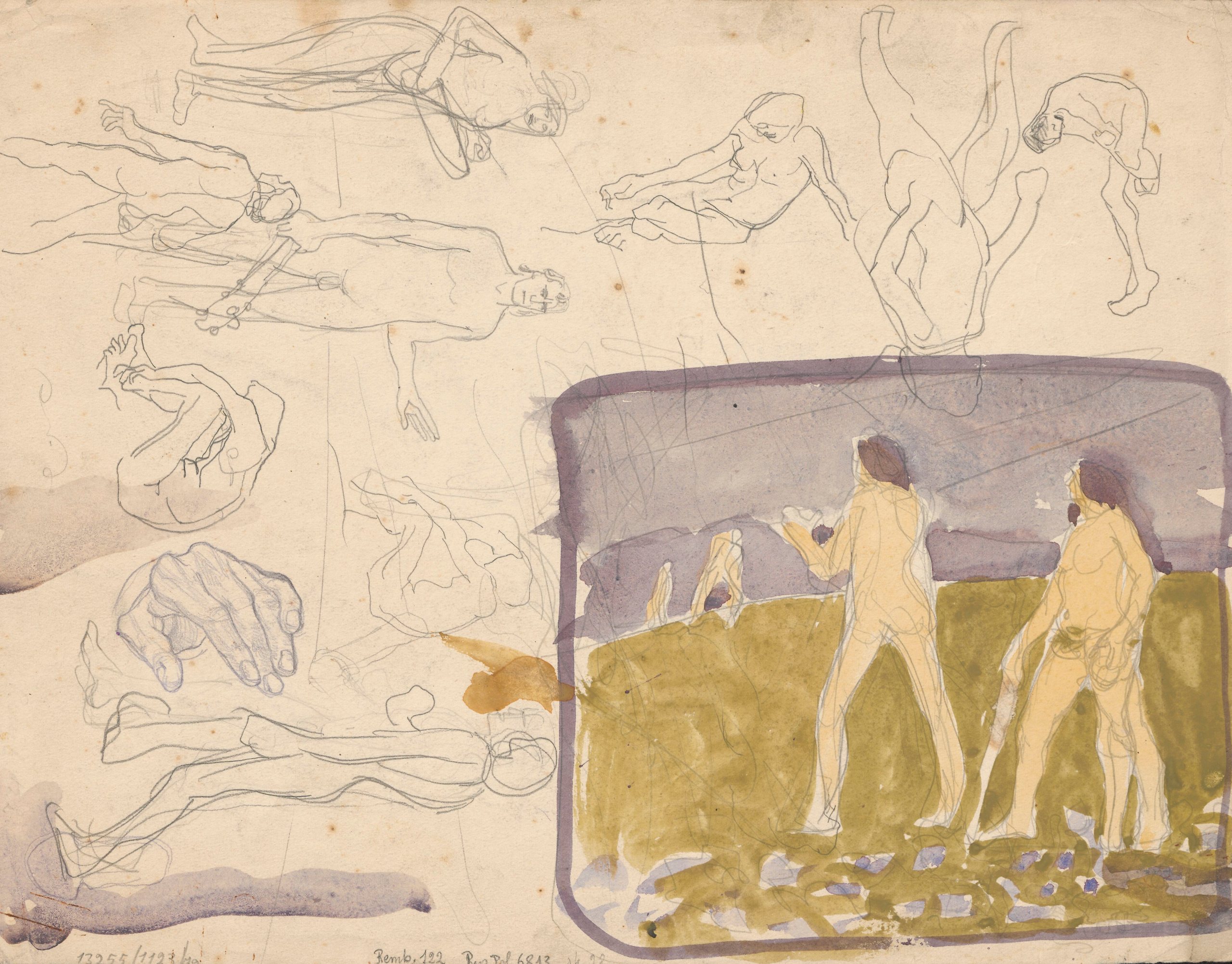 《作品“战斗”两侧的人物草图》（Sketches of figures for the composition “The Fight”, on both sides）｜扬·伦博夫斯基 Jan Rembowski｜不明