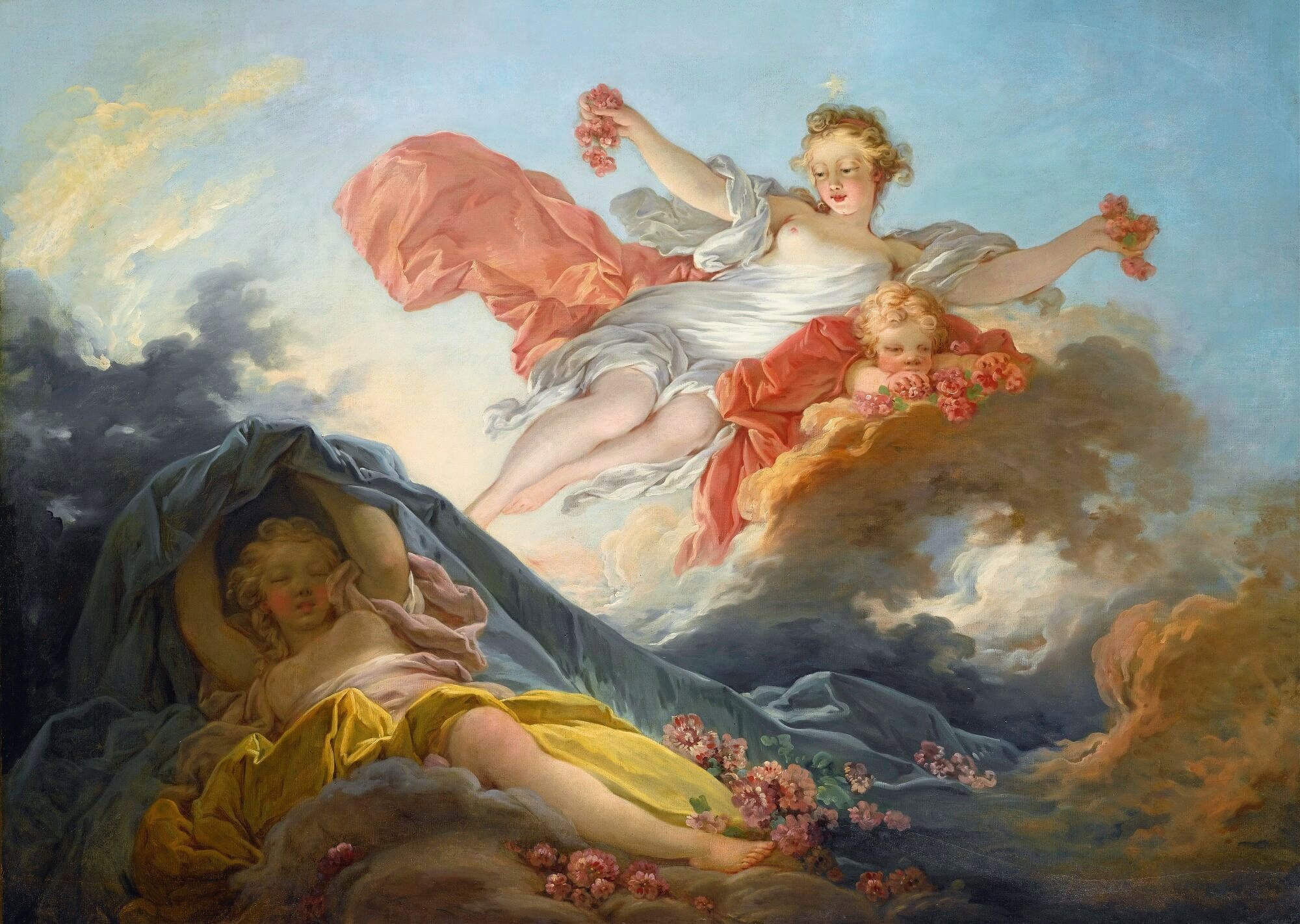 《奥罗拉女神战胜黑夜》（The Goddess Aurora triumphing Over Night）｜让-奥诺雷·弗拉戈纳尔 Jean-Honoré Fragonard｜不明