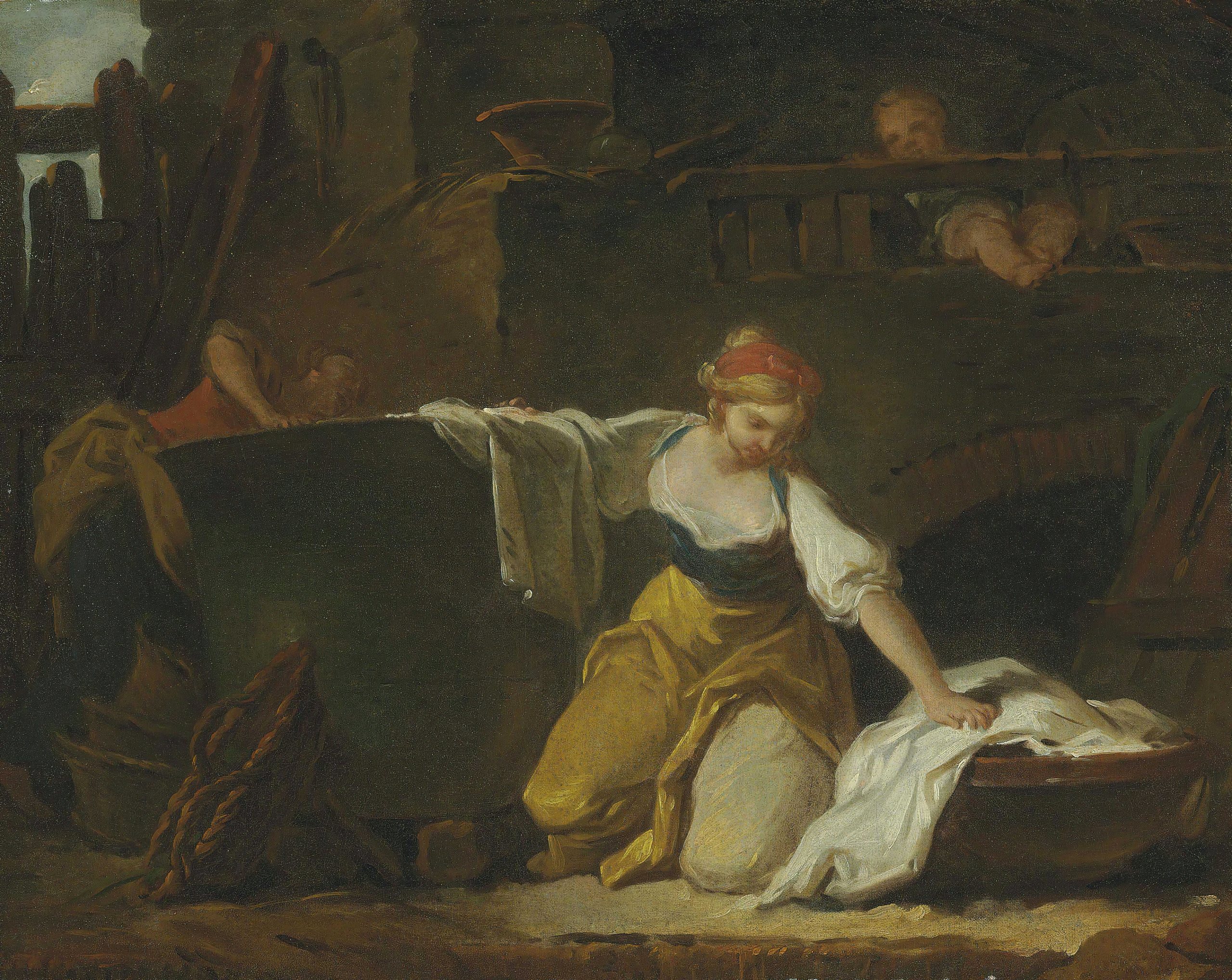 《年轻的洗衣女工》（Young Washerwomen）｜让-奥诺雷·弗拉戈纳尔 Jean-Honoré Fragonard｜不明