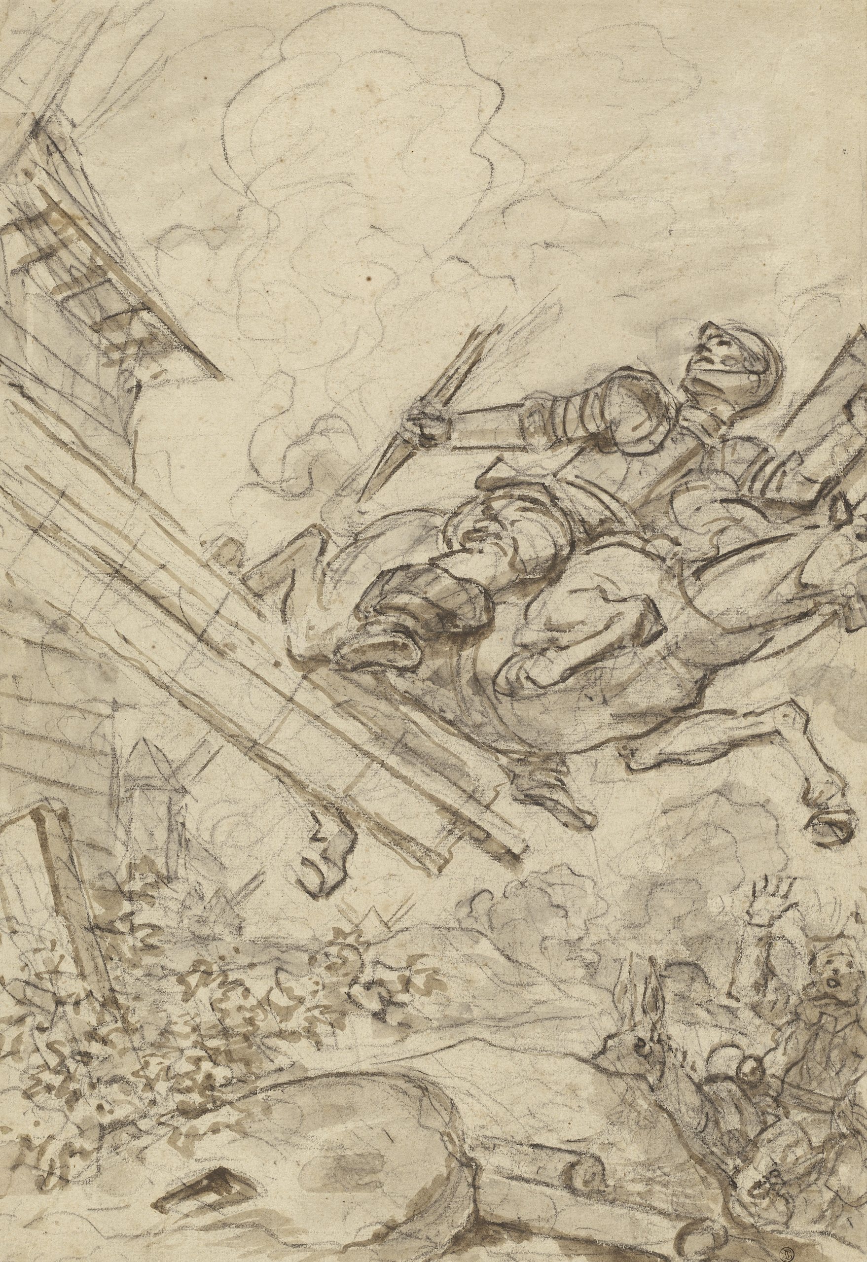 《堂吉诃德攻击风车》（Don Quixote Attacking the Windmill）｜让-奥诺雷·弗拉戈纳尔 Jean-Honoré Fragonard｜1780年代