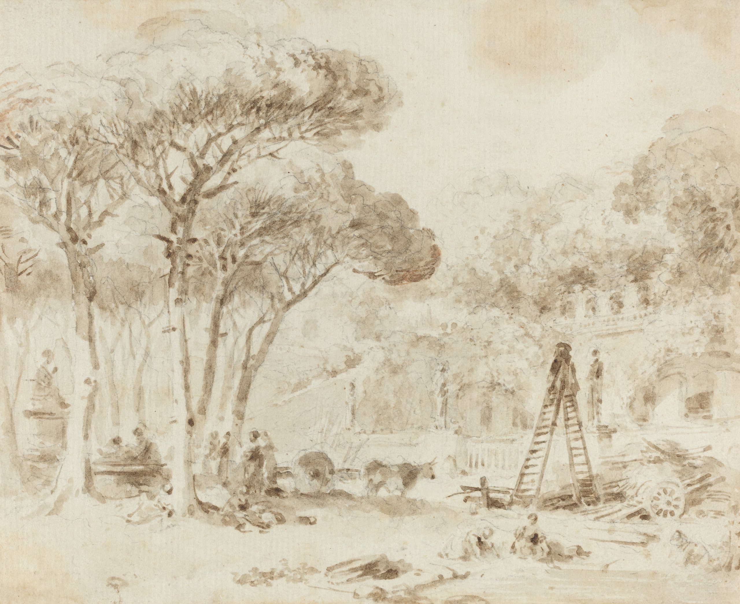 《意大利别墅花园（美第奇别墅）》（Gardens of an Italian Villa (Villa Medici)）｜让-奥诺雷·弗拉戈纳尔 Jean-Honoré Fragonard｜1773-1774