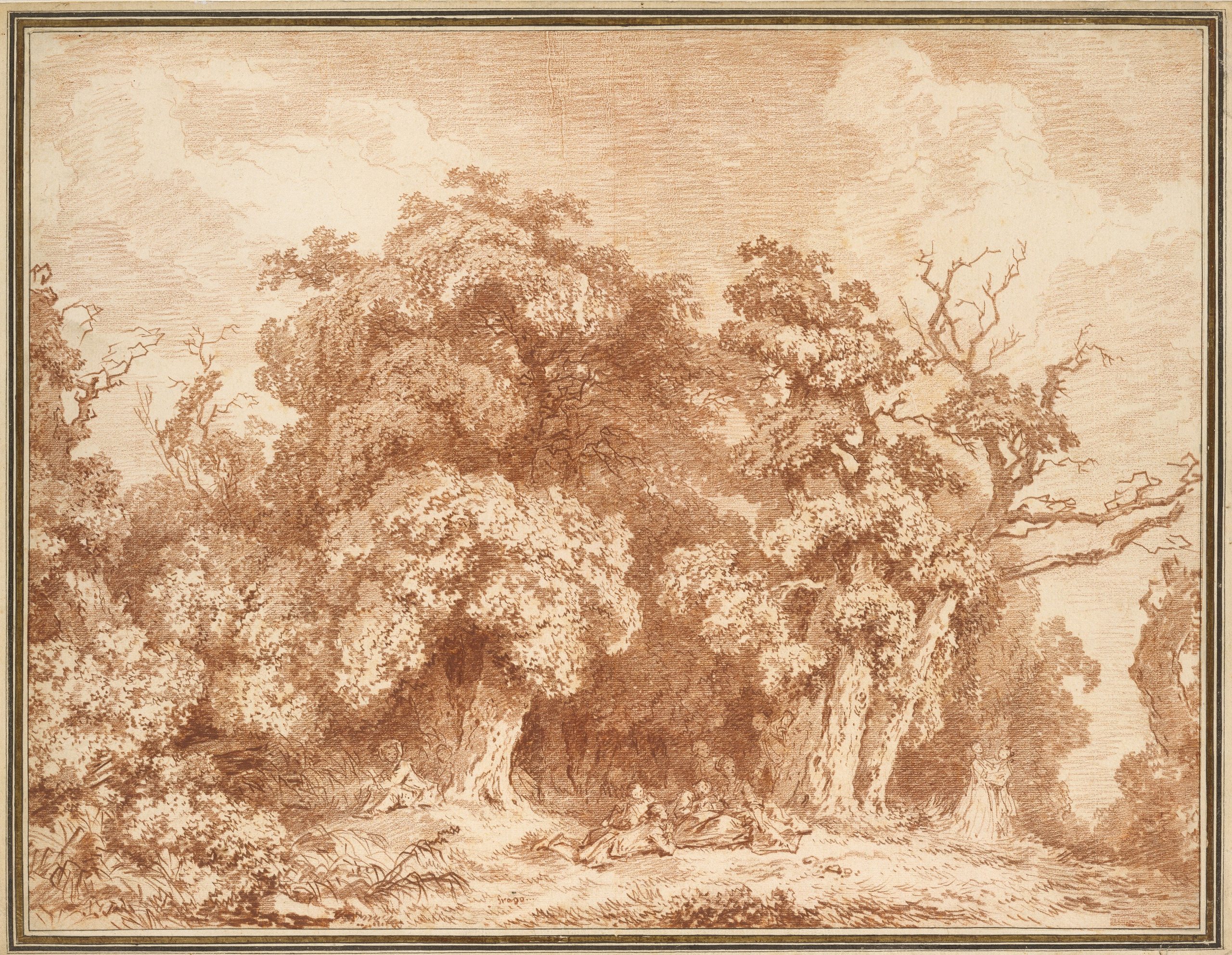 《伍德边缘的聚会》（A Gathering at Wood’s Edge）｜让-奥诺雷·弗拉戈纳尔 Jean-Honoré Fragonard｜1770
