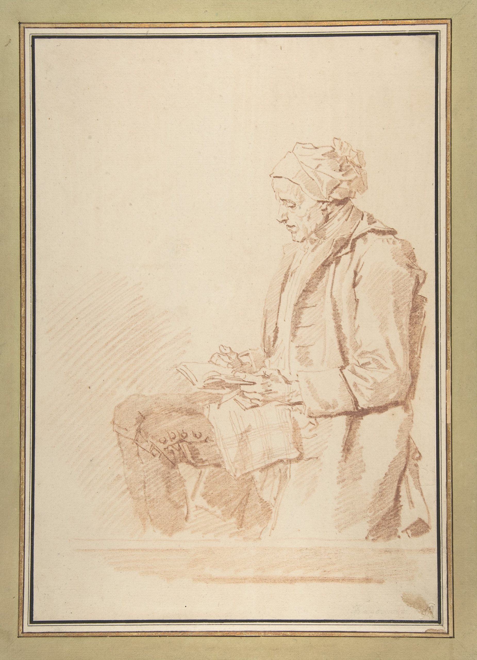 《坐着读书的人》（Seated Man Reading）｜让-奥诺雷·弗拉戈纳尔 Jean-Honoré Fragonard｜1774
