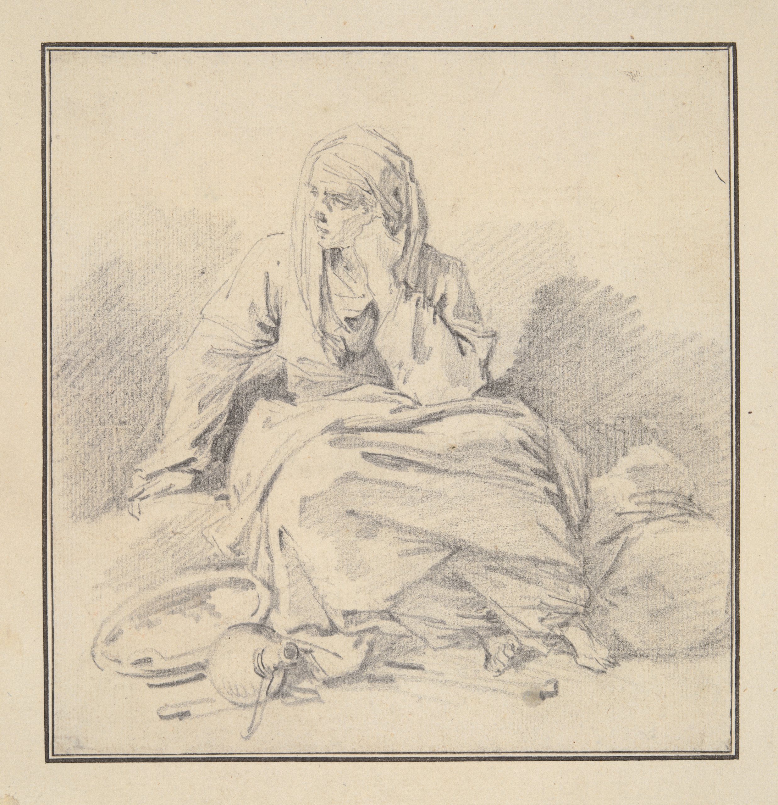 《坐着的女人》（Seated Woman）｜让-奥诺雷·弗拉戈纳尔 Jean-Honoré Fragonard｜不明