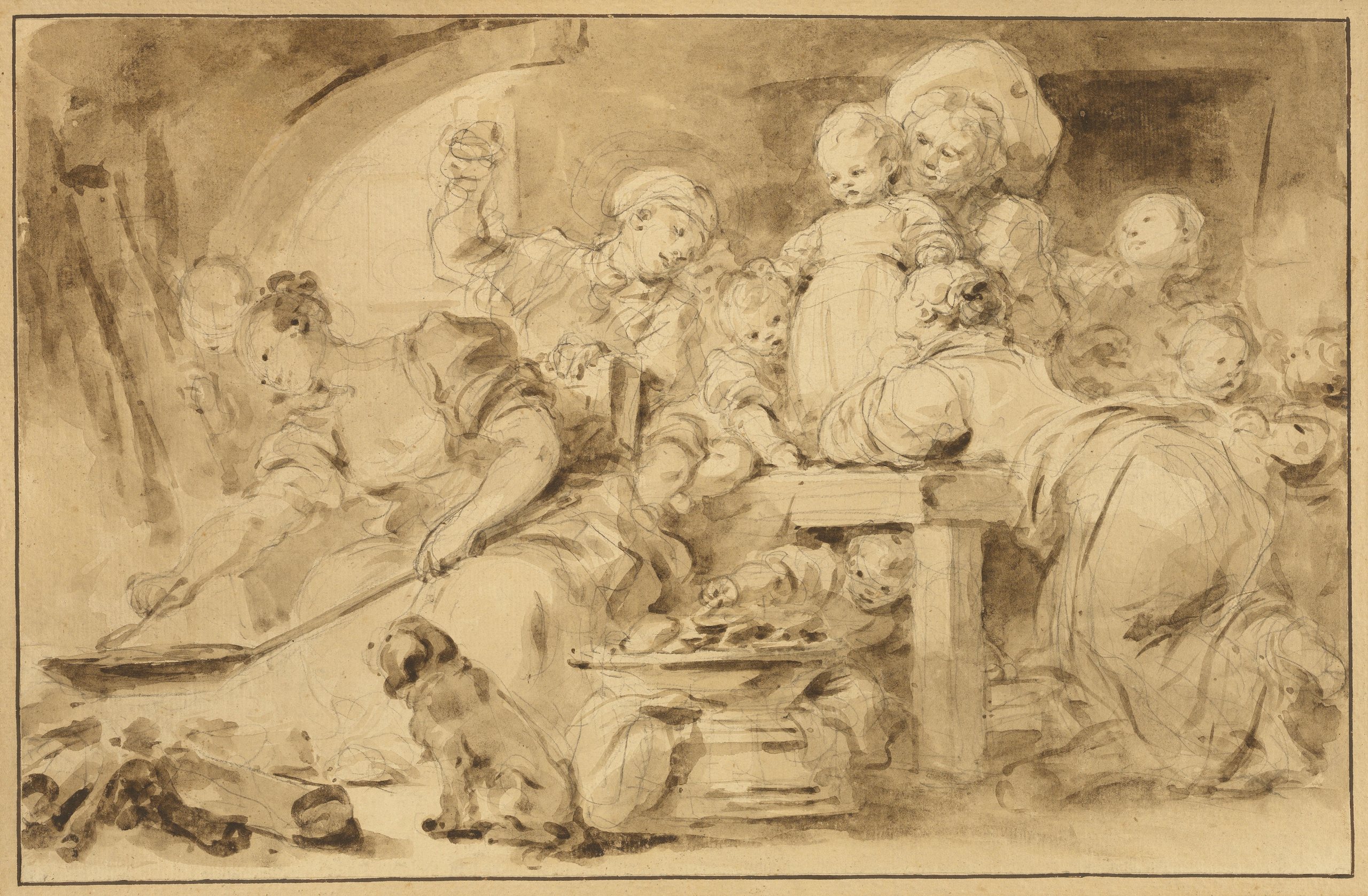 《制作油条（Les Beignets）》（Making Fritters (Les Beignets)）｜让-奥诺雷·弗拉戈纳尔 Jean-Honoré Fragonard｜1782