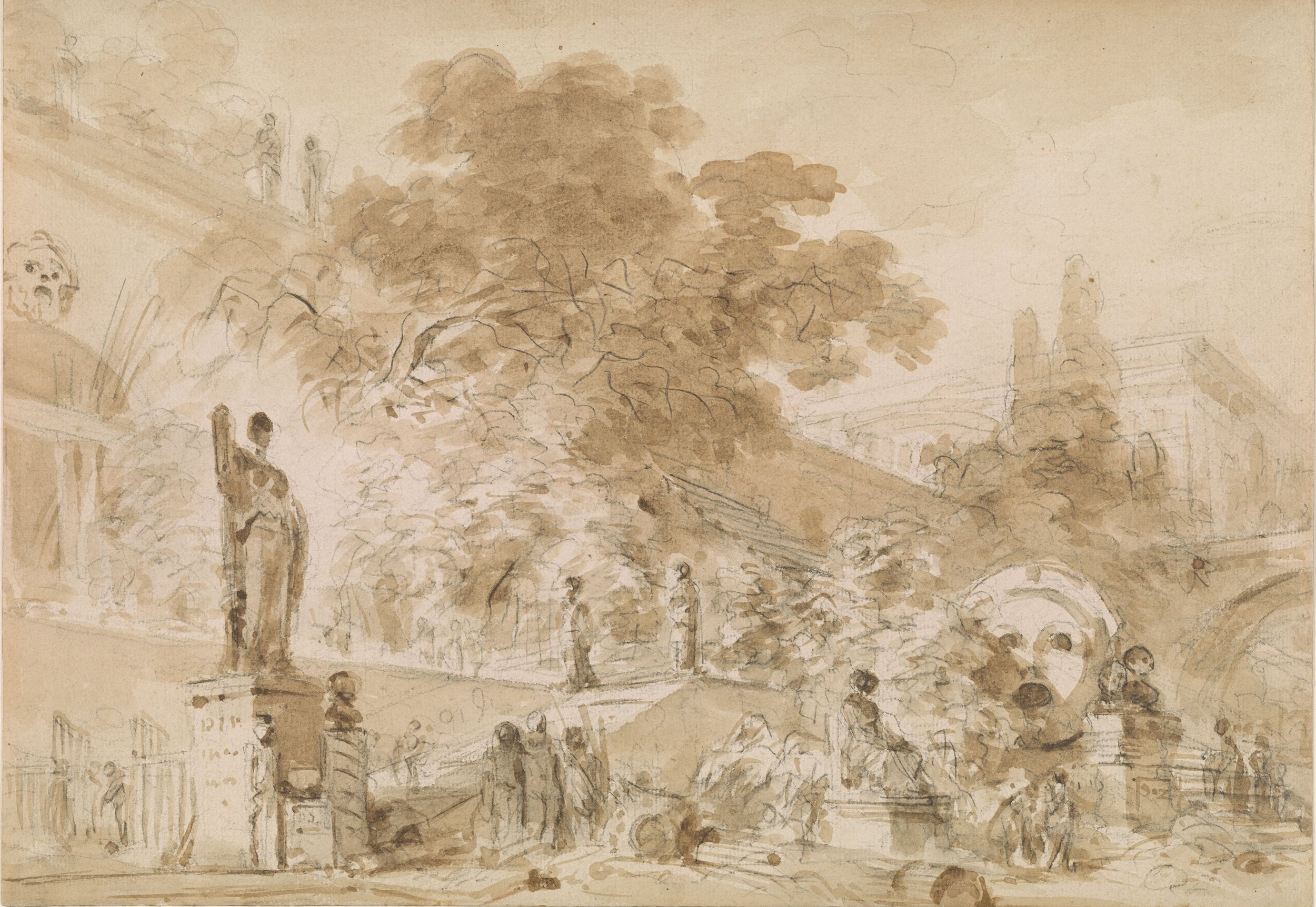 《想象中的意大利花园》（An Imaginary Italian Garden）｜让-奥诺雷·弗拉戈纳尔 Jean-Honoré Fragonard｜不明