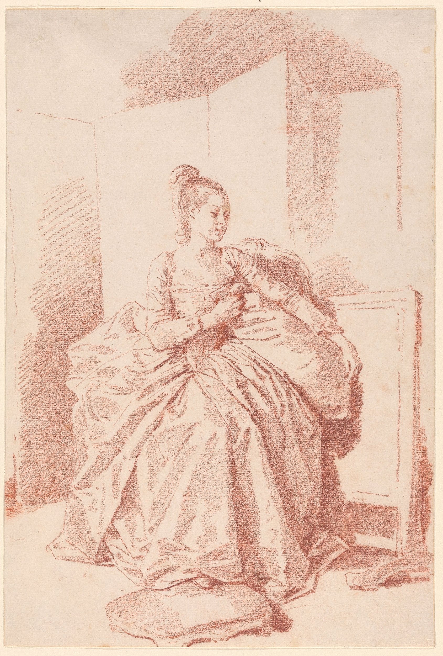 《坐着的年轻女子》（Seated Young Woman）｜让-奥诺雷·弗拉戈纳尔 Jean-Honoré Fragonard｜1770