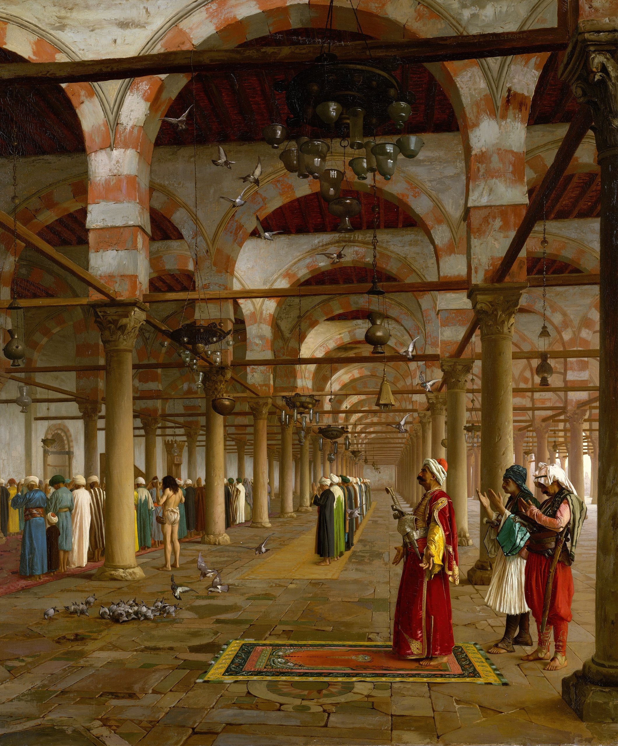 《在清真寺祈祷》（Prayer in the Mosque）｜让-莱昂·热罗姆 Jean-Léon Gérôme｜1871