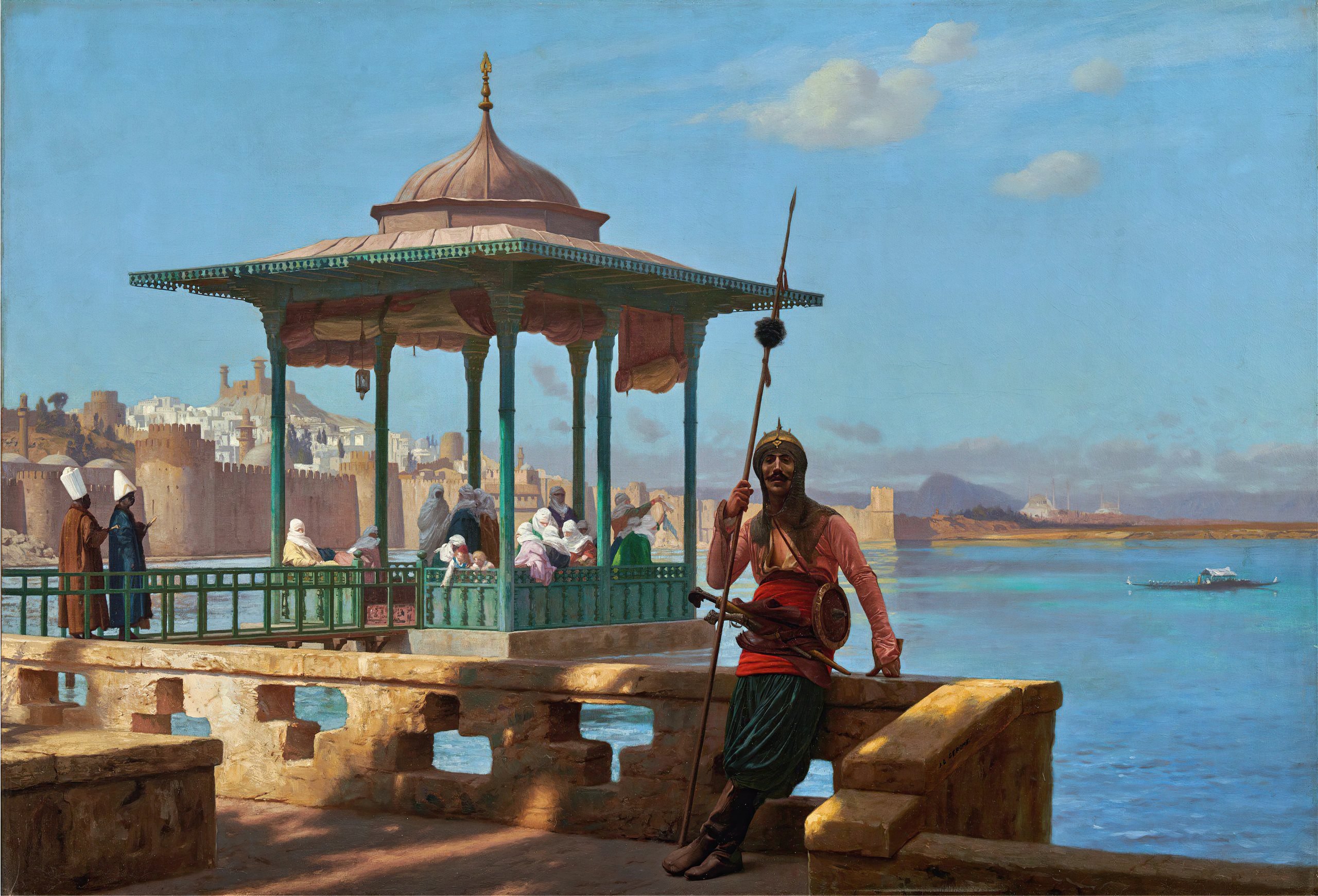 《亭子里的后宫》（The Harem In The Kiosk）｜让-莱昂·热罗姆 Jean-Léon Gérôme｜不明