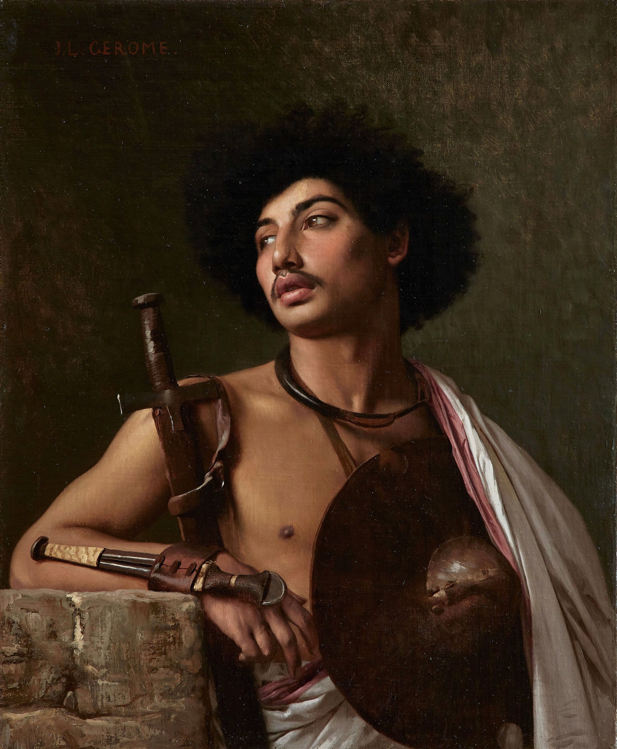 《比沙里战士》（A Bischari Warrior）｜让-莱昂·热罗姆 Jean-Léon Gérôme｜不明