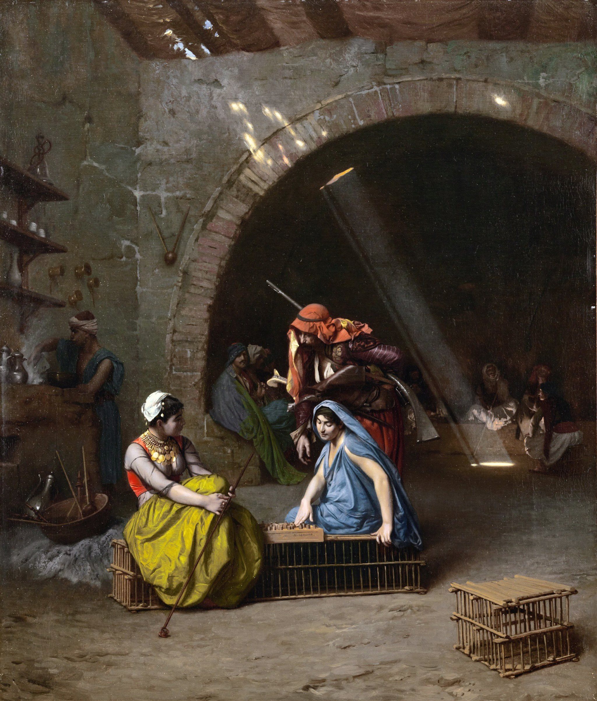 《阿尔梅斯打跳棋》（Almehs Playing Draughts）｜让-莱昂·热罗姆 Jean-Léon Gérôme｜不明