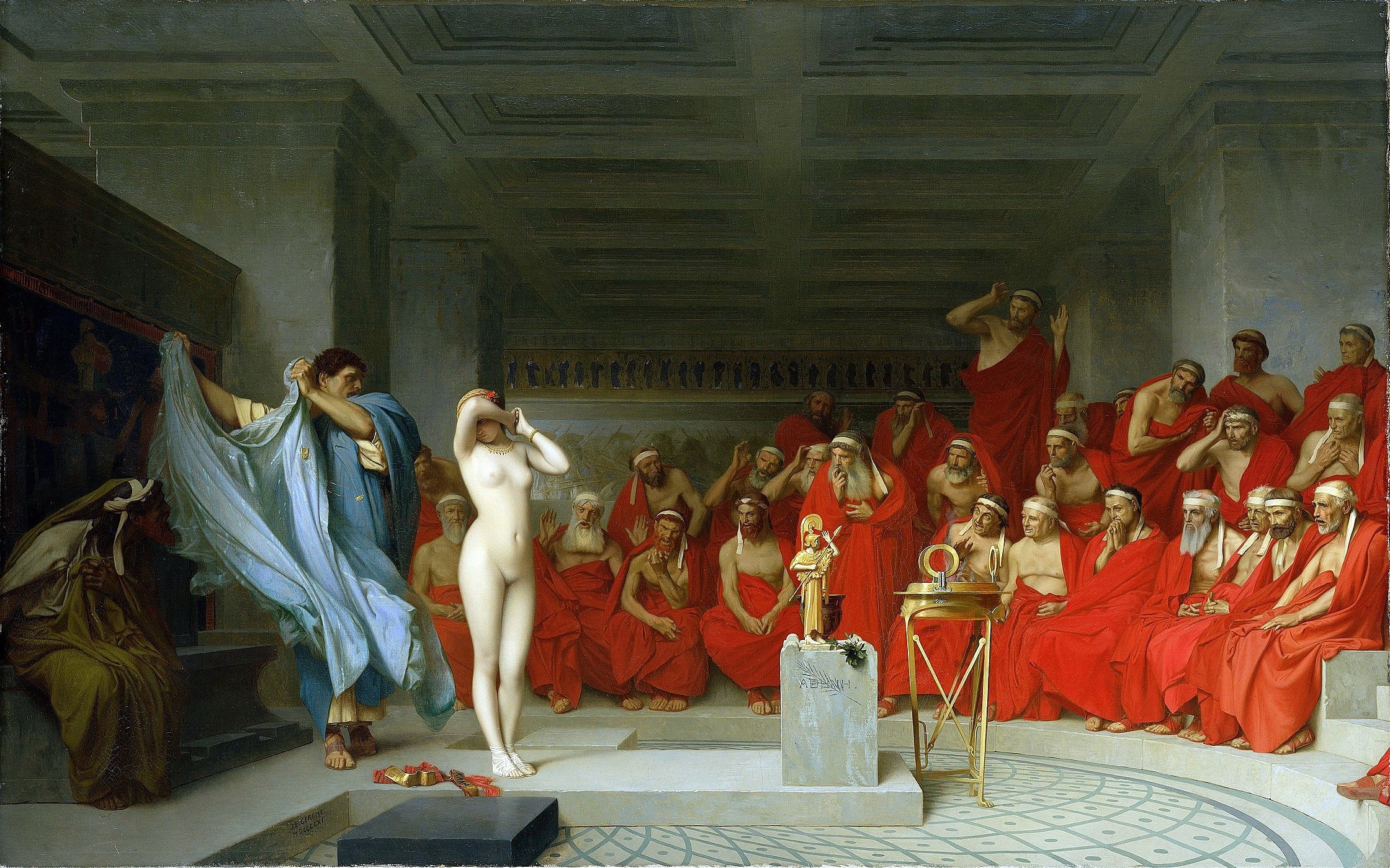 《芙里涅 (Phryne) 在亚略巴古 (Areopagus) 面前现身》（Phryne revealed before the Areopagus）｜让-莱昂·热罗姆 Jean-Léon Gérôme｜1861