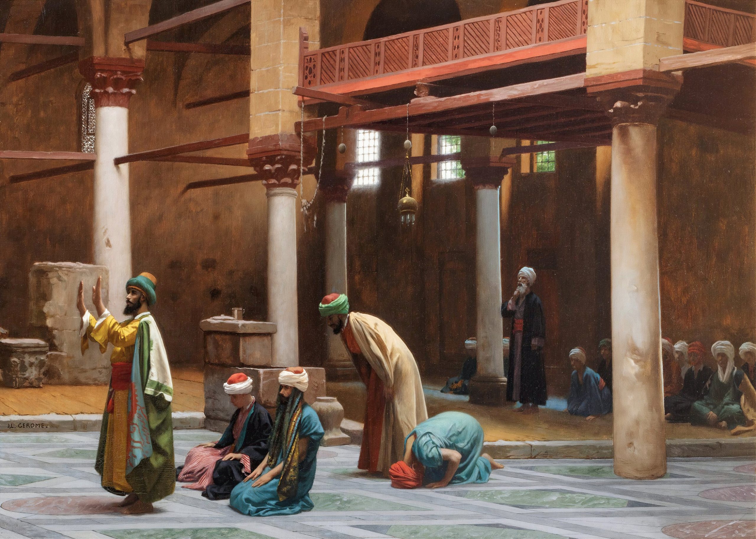 《在清真寺祈祷》（Prayers In The Mosque）｜让-莱昂·热罗姆 Jean-Léon Gérôme｜不明