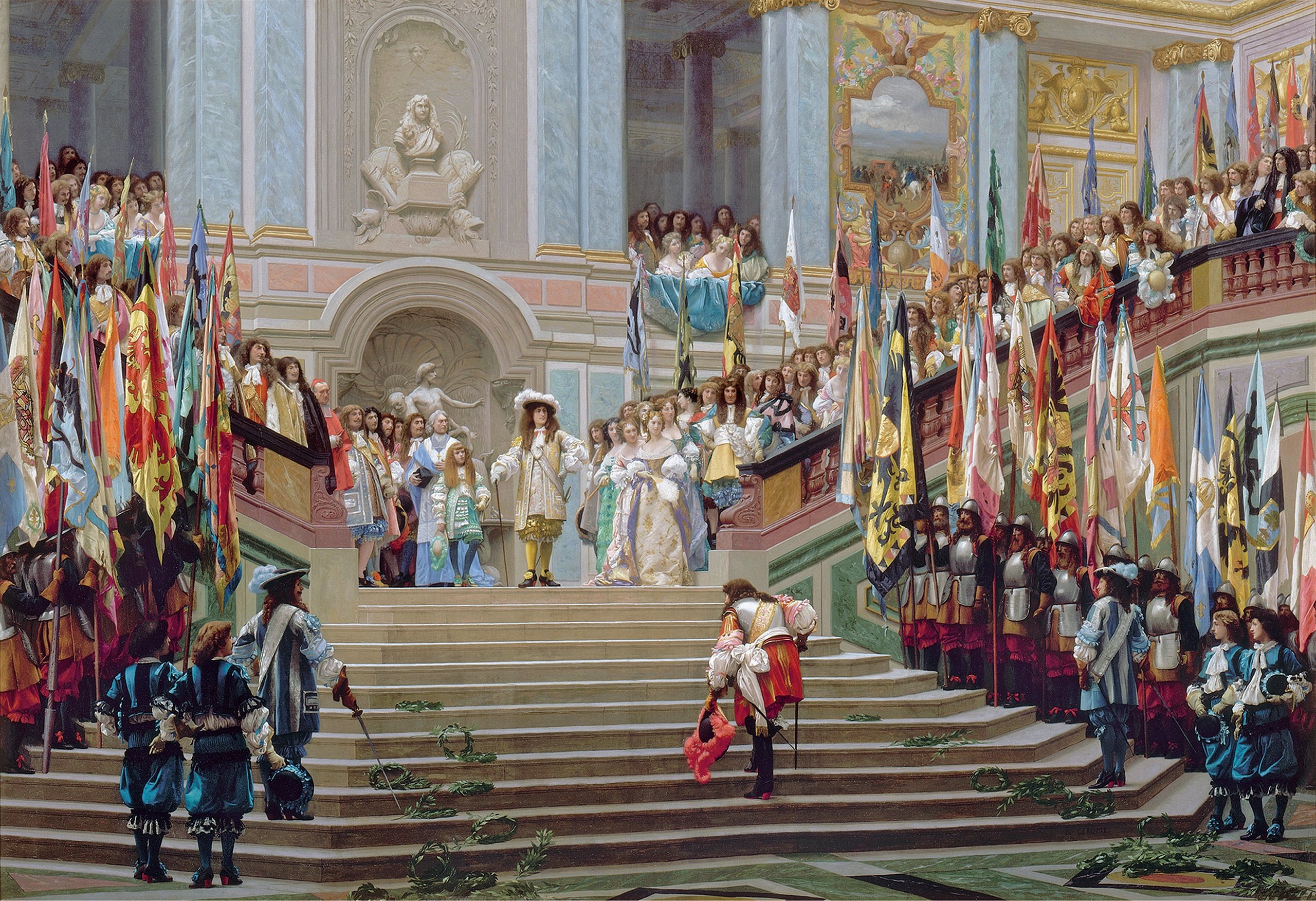 《1674 年，路易十四在凡尔赛宫接见 Le Grand Condé》（Reception of Le Grand Condé by Louis XIV at Versailles in 1674）｜让-莱昂·热罗姆 Jean-Léon Gérôme｜1878