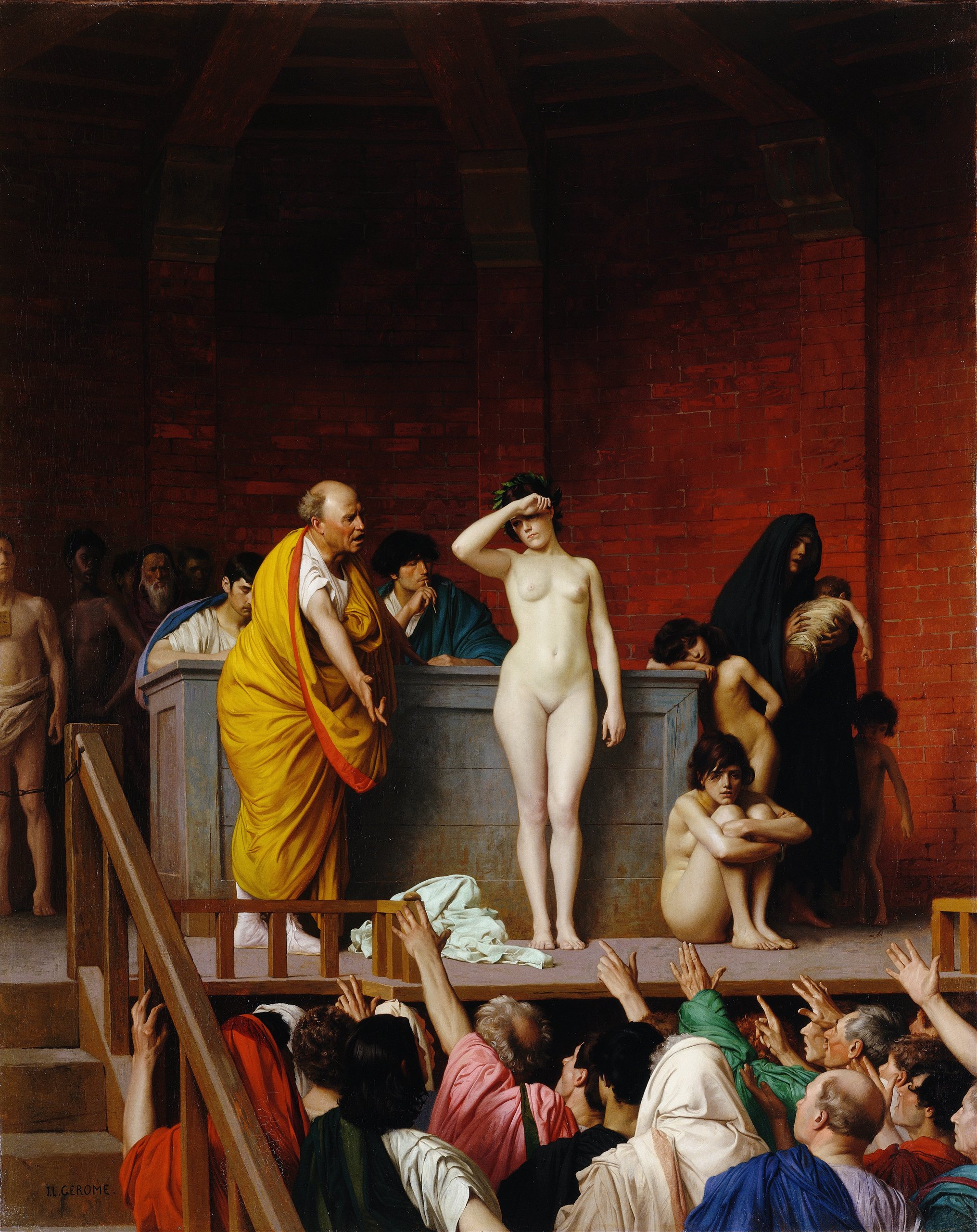 《古罗马的奴隶市场》（Slave Market in Ancient Rome）｜让-莱昂·热罗姆 Jean-Léon Gérôme｜1884