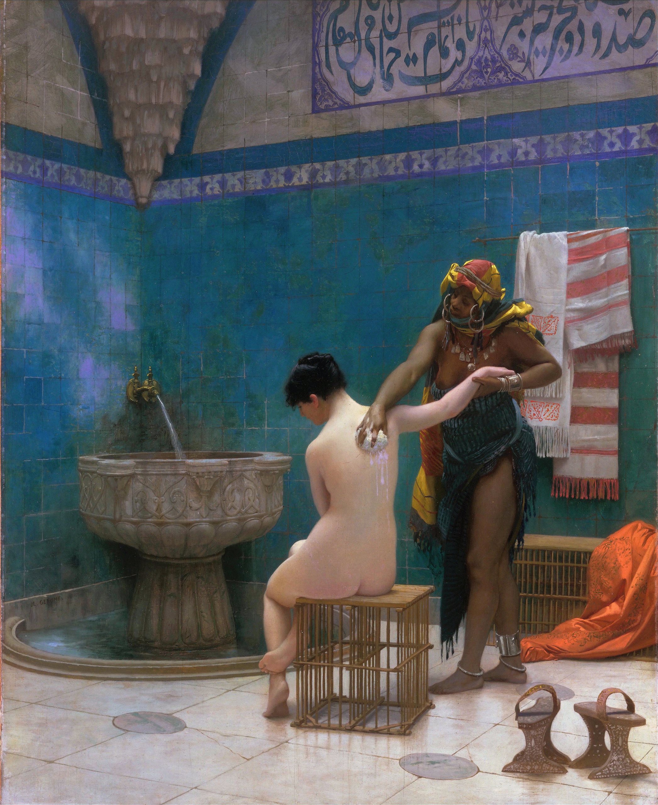 《巴斯》（The Bath）｜让-莱昂·热罗姆 Jean-Léon Gérôme｜约 1880-1885