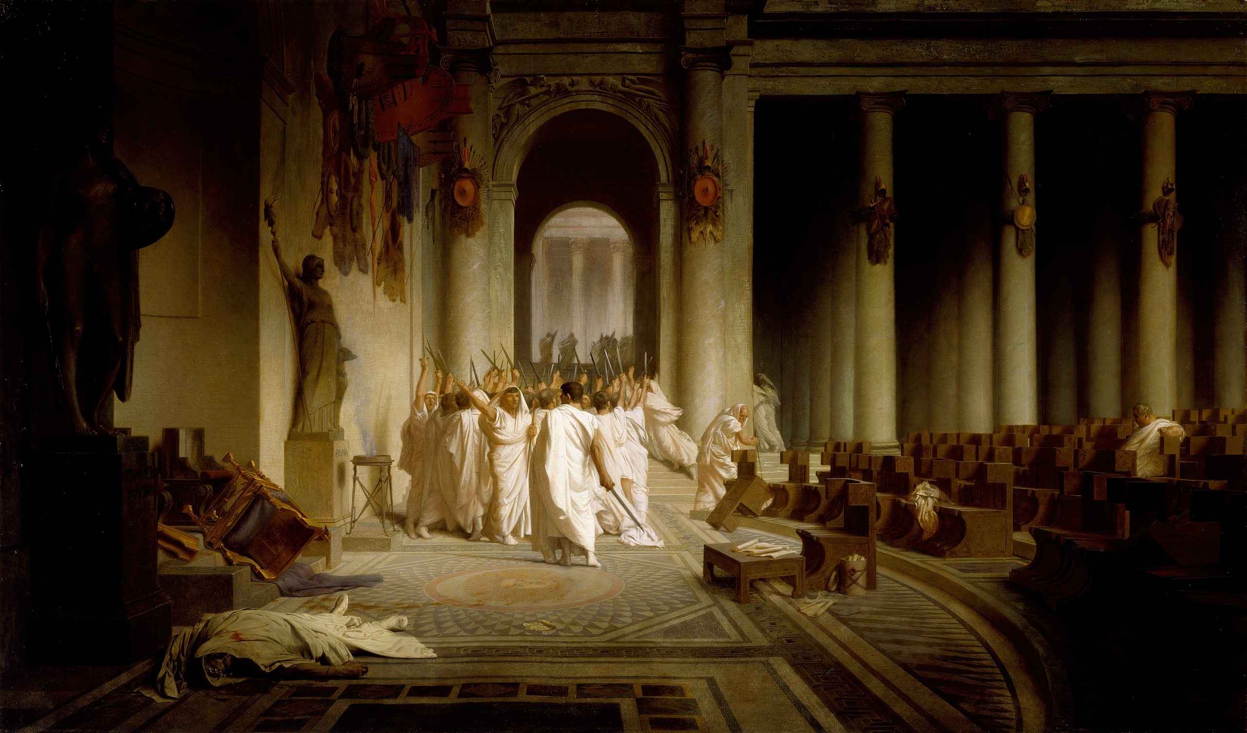 《凯撒之死》（The Death of Caesar）｜让-莱昂·热罗姆 Jean-Léon Gérôme｜1859-1867