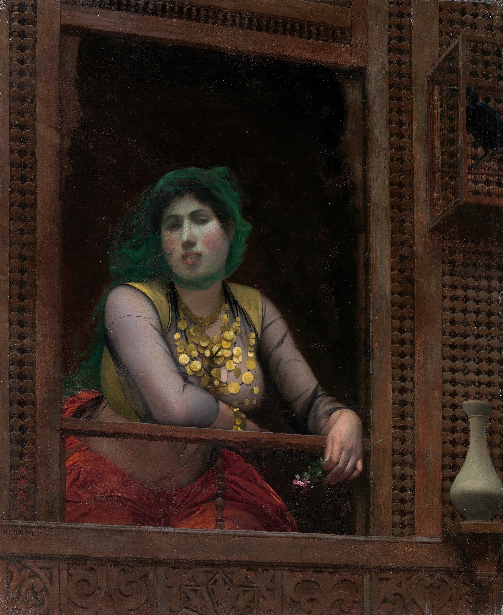 《阳台上的女人》（Woman at a Balcony）｜让-莱昂·热罗姆 Jean-Léon Gérôme｜1887