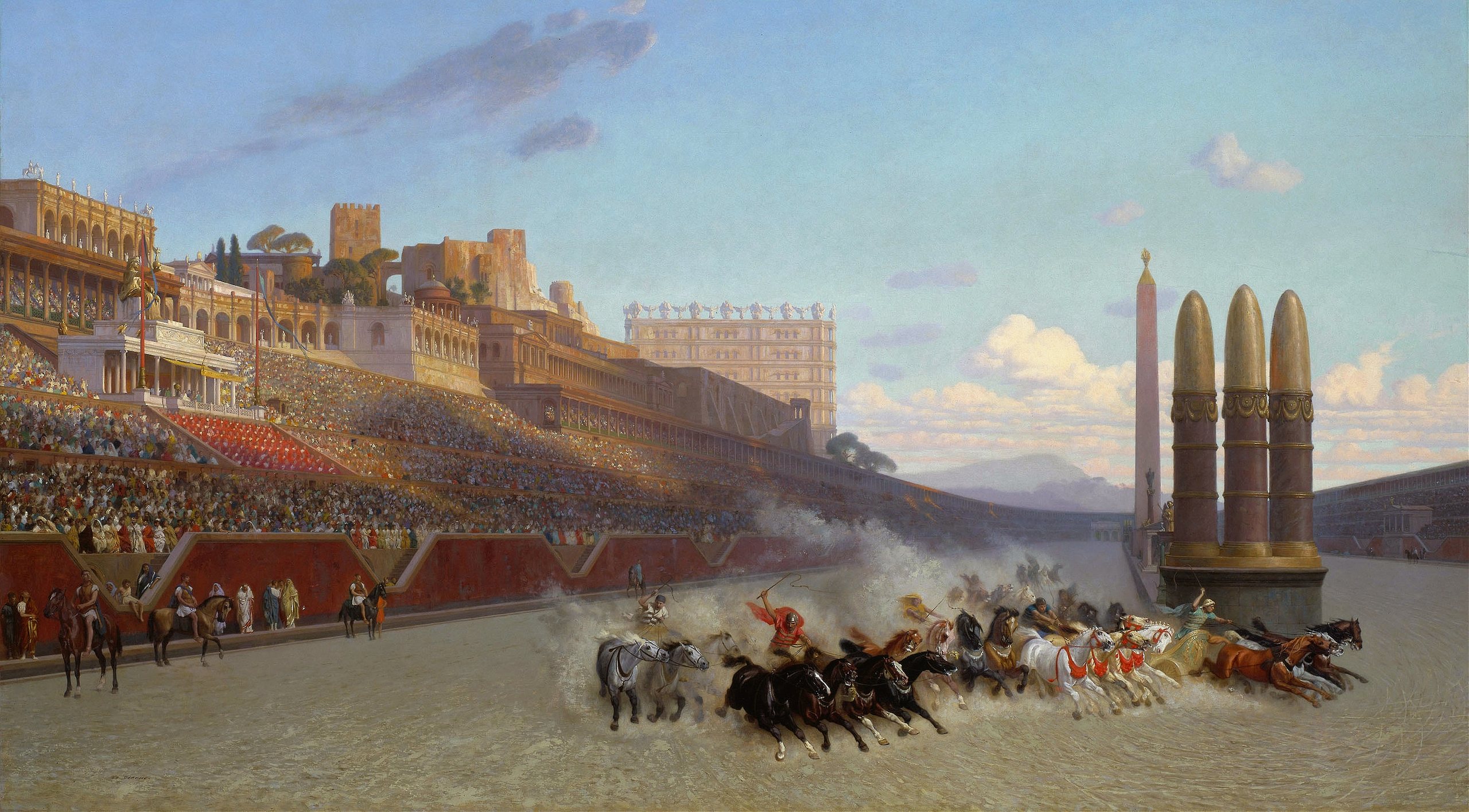 《战车比赛》（Chariot Race）｜让-莱昂·热罗姆 Jean-Léon Gérôme｜1876