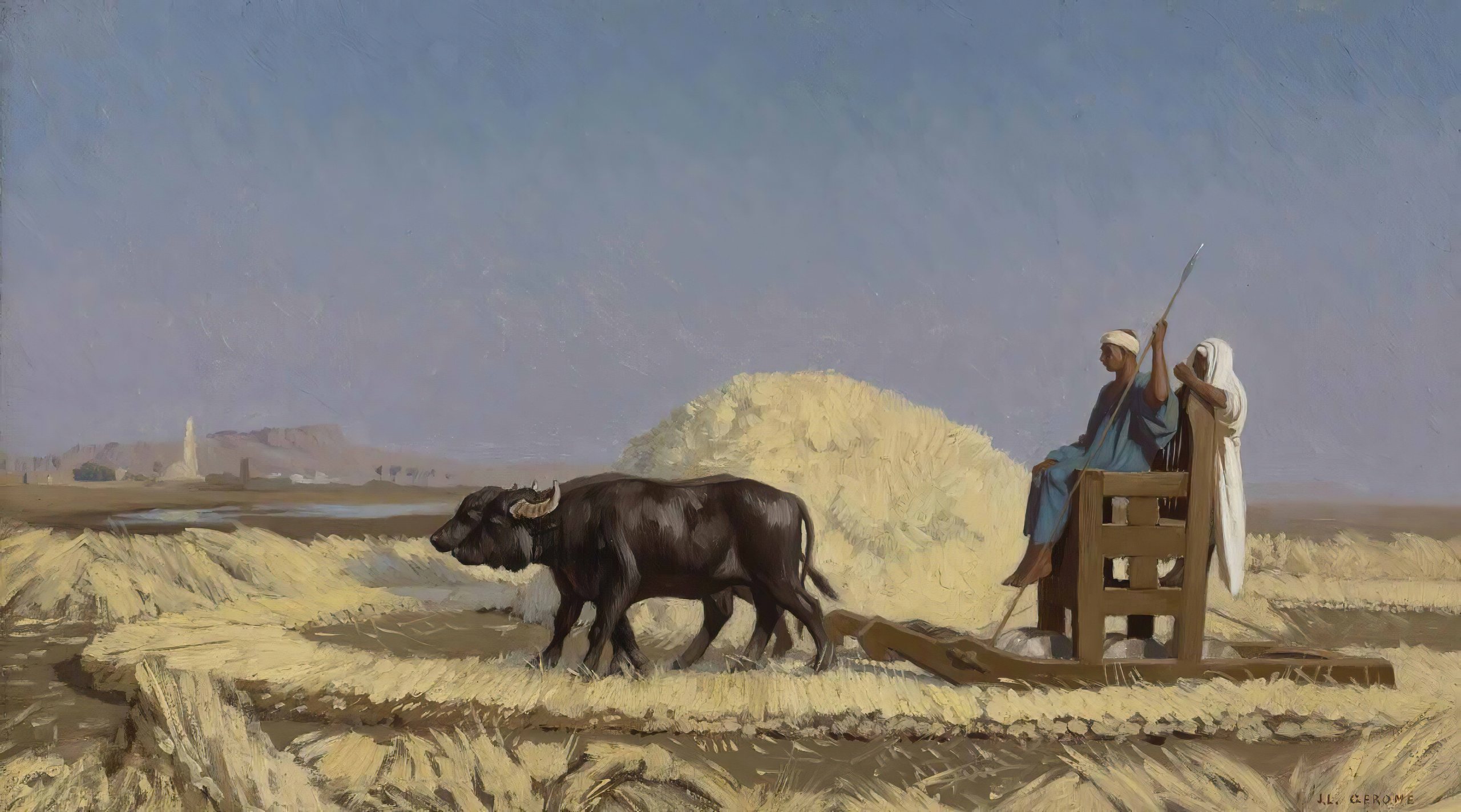 《埃及割粮机》（Egyptian Grain-Cutters）｜让-莱昂·热罗姆 Jean-Léon Gérôme｜不明