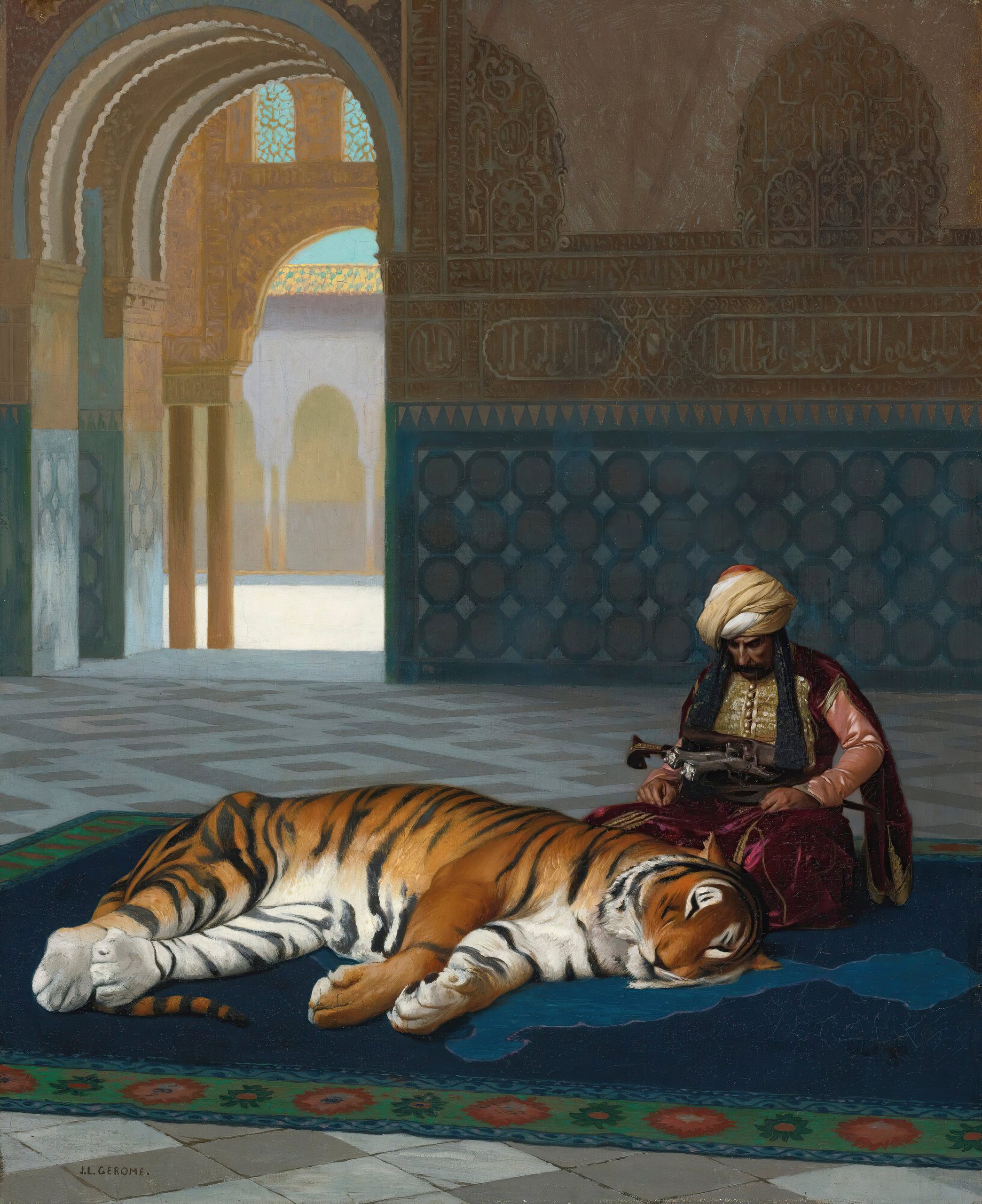 《老虎与守护者》（The Tiger and the Guardian）｜让-莱昂·热罗姆 Jean-Léon Gérôme｜不明