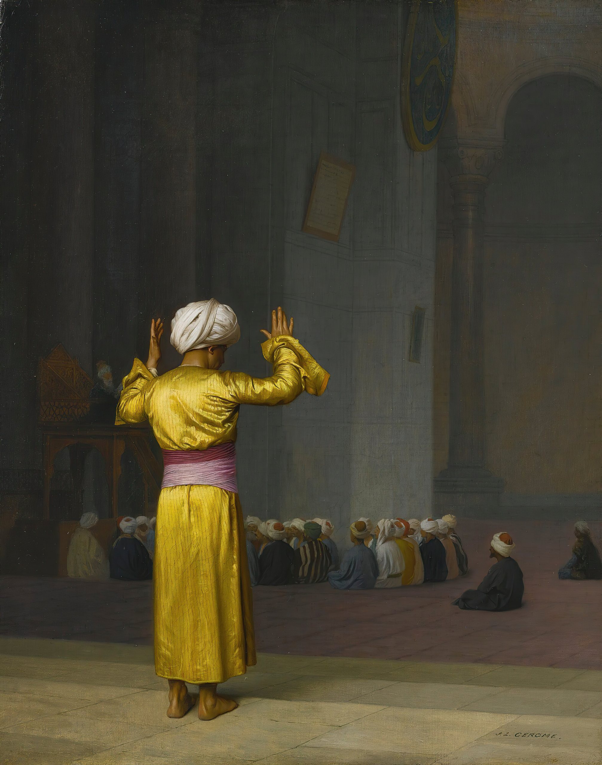 《在清真寺祈祷》（Prayer In The Mosque）｜让-莱昂·热罗姆 Jean-Léon Gérôme｜不明