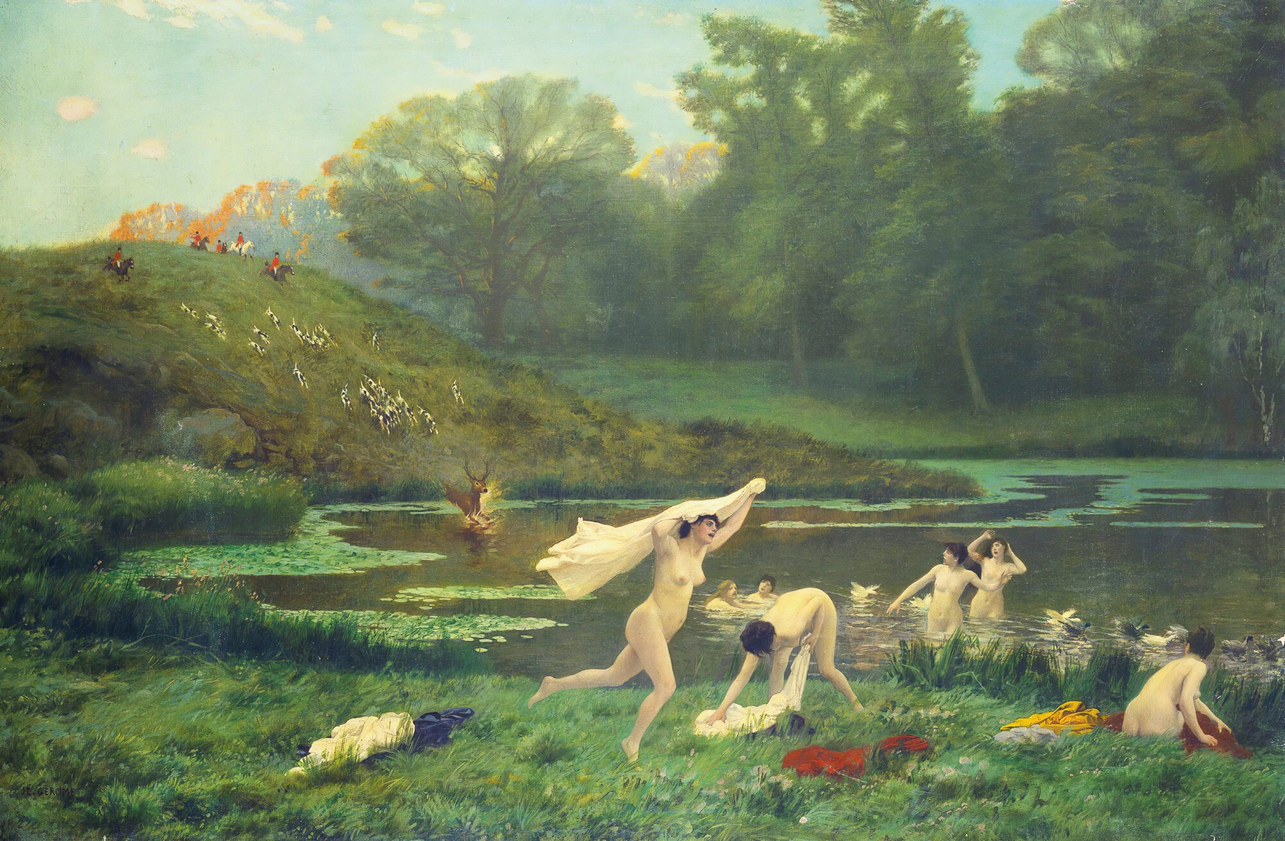 《戴安娜和阿克泰翁》（Diana and Actaeon）｜让-莱昂·热罗姆 Jean-Léon Gérôme｜不明