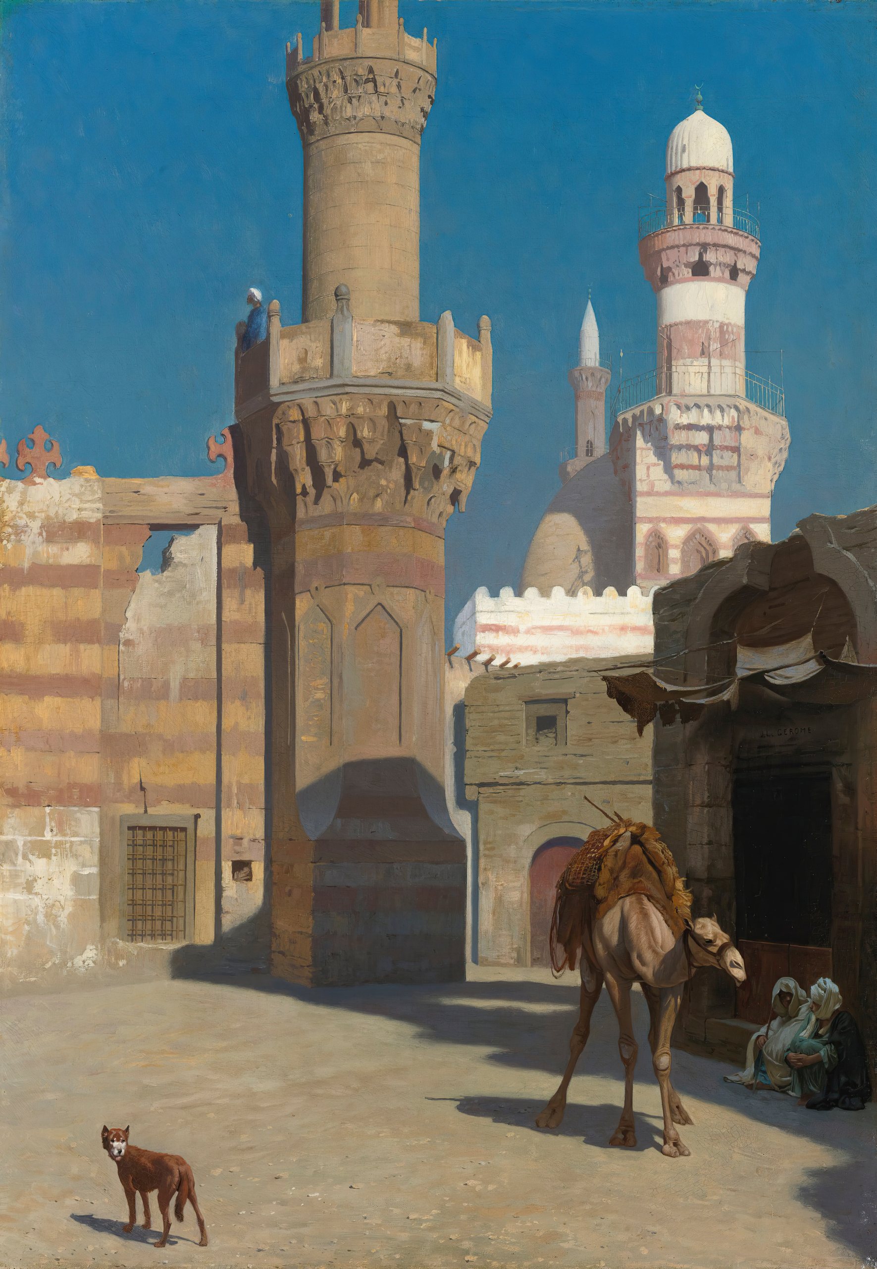 《开罗炎热的一天（清真寺前）》（A Hot Day in Cairo (In Front of the Mosque)）｜让-莱昂·热罗姆 Jean-Léon Gérôme｜不明
