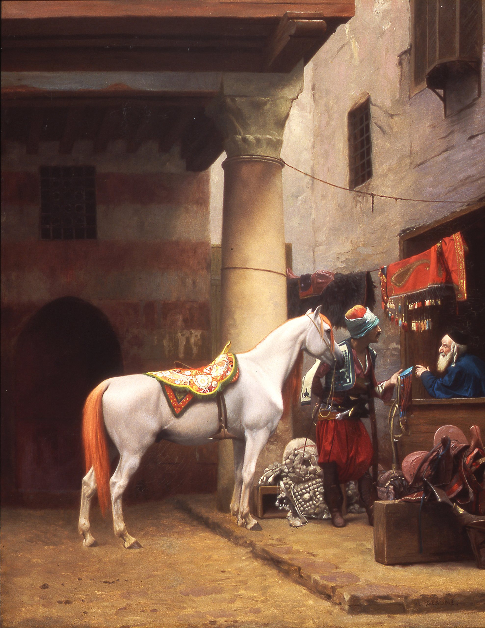 《马鞍集市, 开罗》（The Saddle Bazaar, Cairo）｜让-莱昂·热罗姆 Jean-Léon Gérôme｜1883