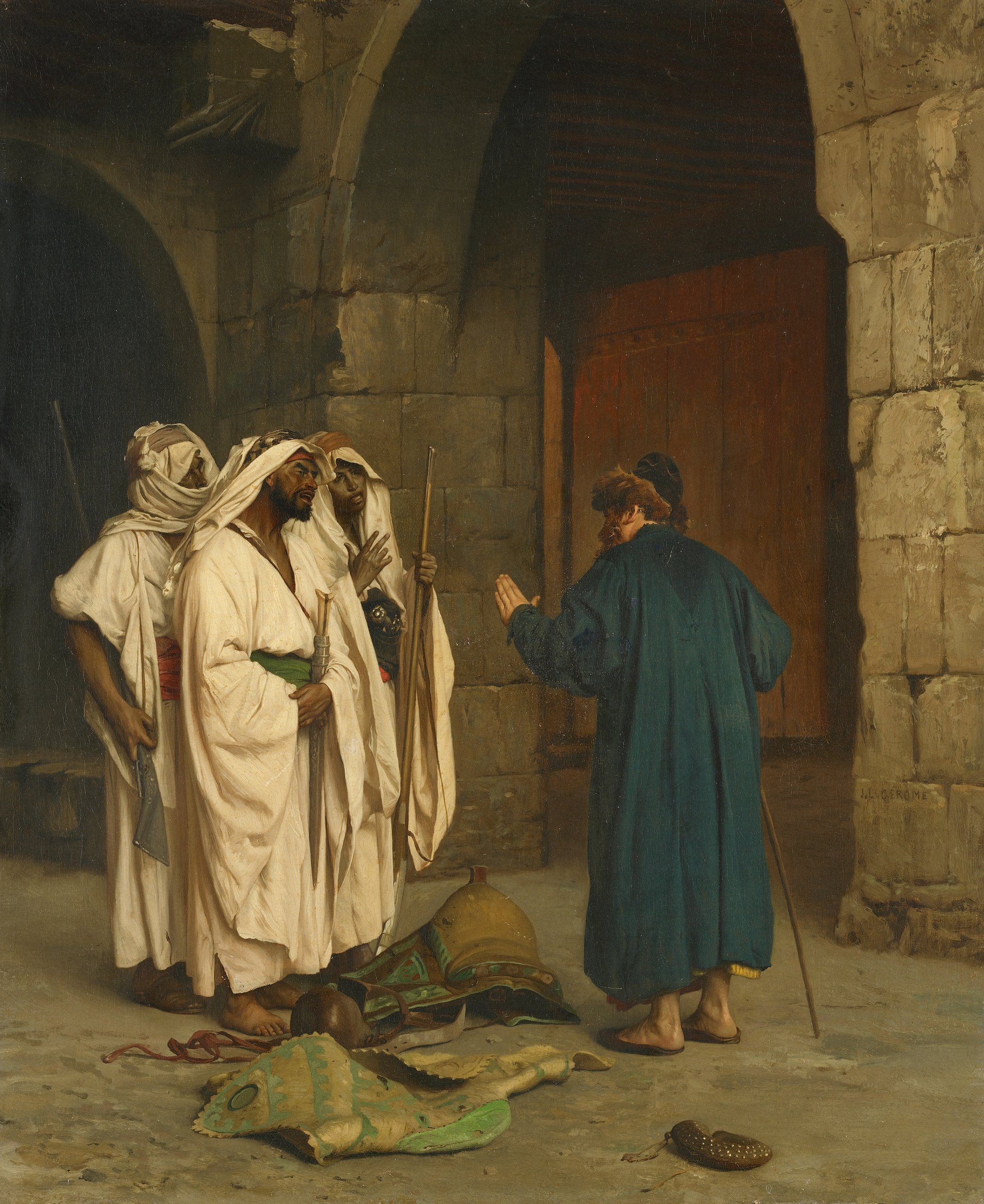 《老犹太人和三个阿拉伯人》（Old Jew with three Arabs）｜让-莱昂·热罗姆 Jean-Léon Gérôme｜不明