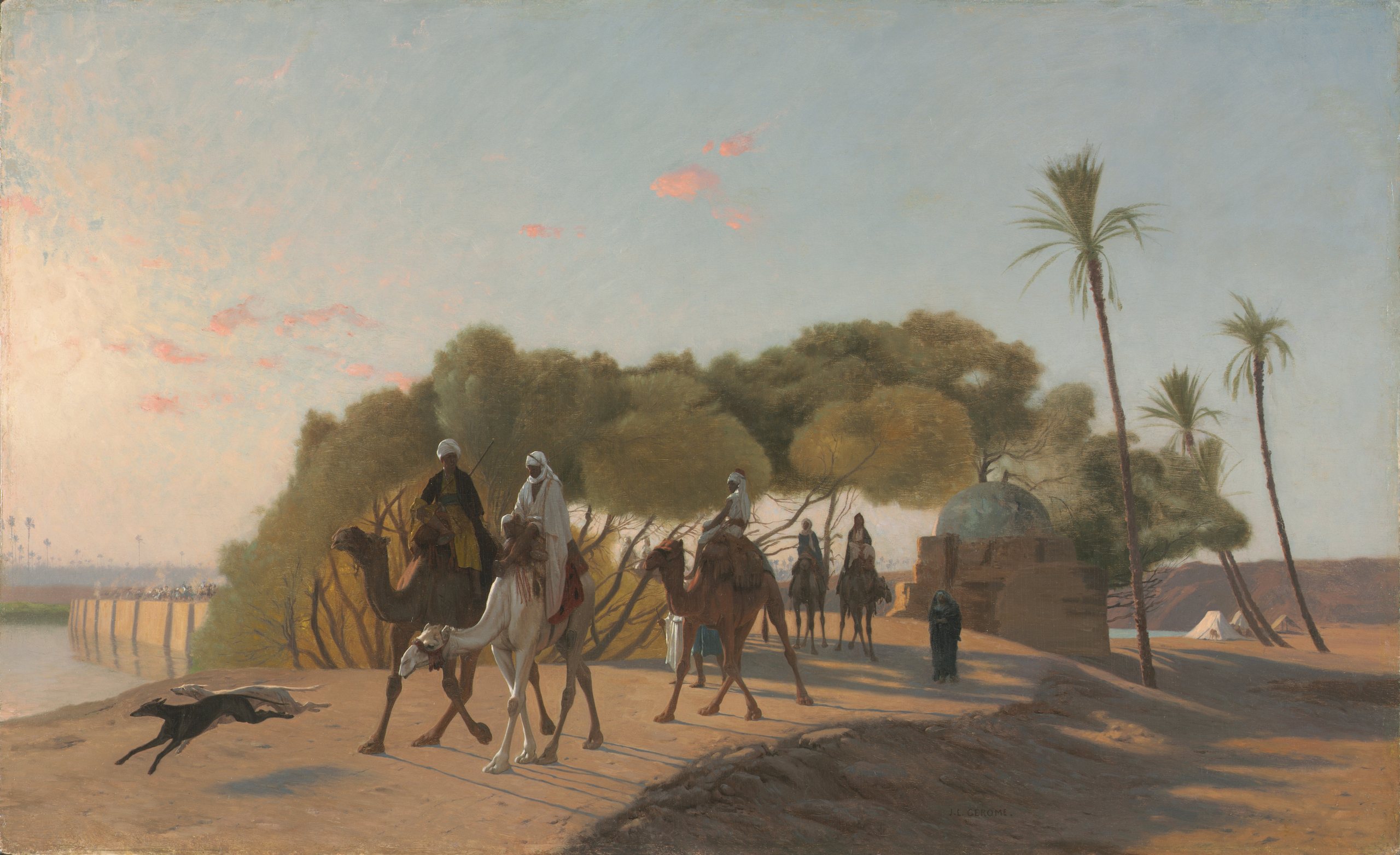 《离开绿洲》（Leaving the Oasis）｜让-莱昂·热罗姆 Jean-Léon Gérôme｜1880年代