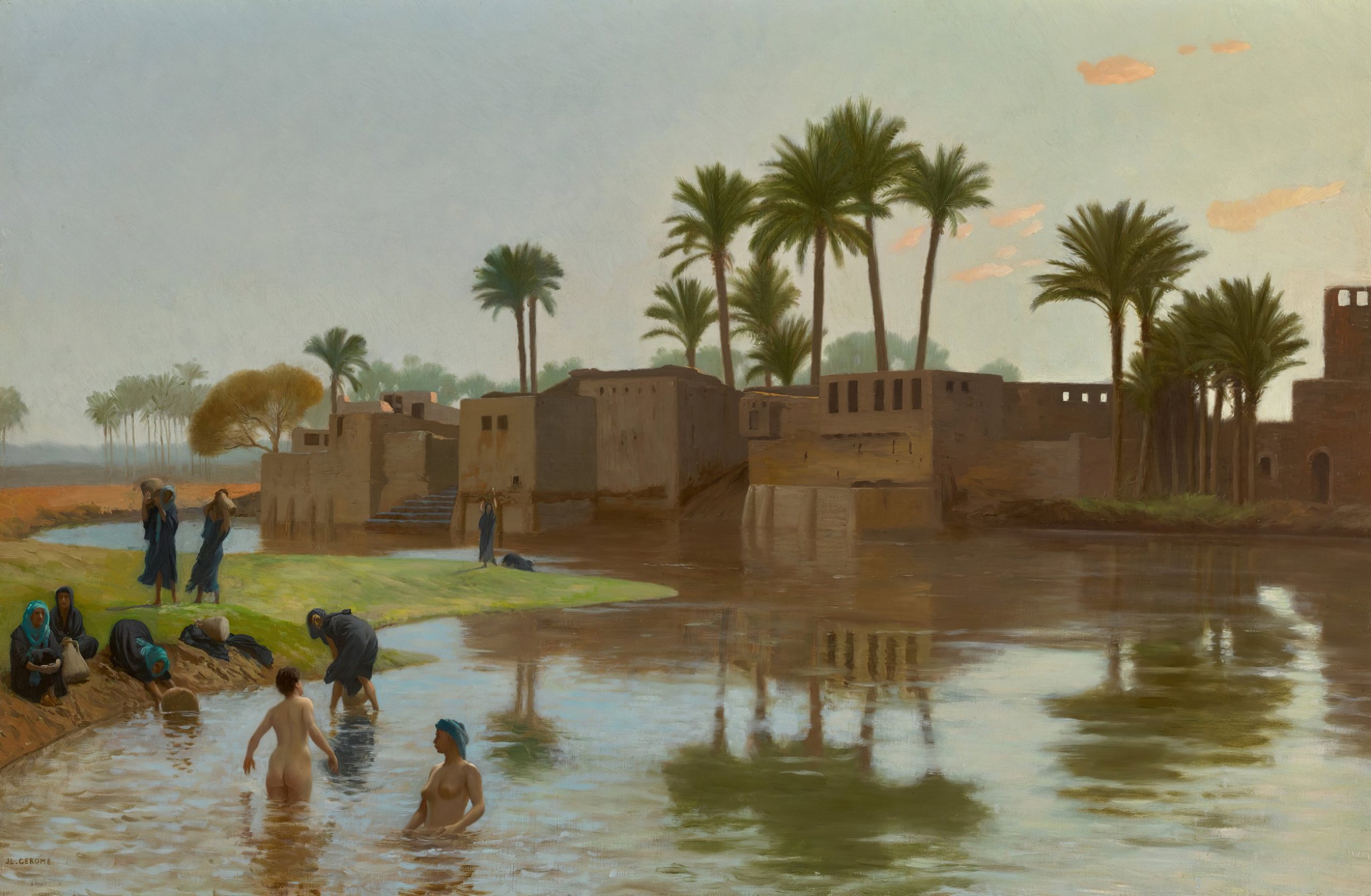 《无题》（Fellah women in the bath）｜让-莱昂·热罗姆 Jean-Léon Gérôme｜不明