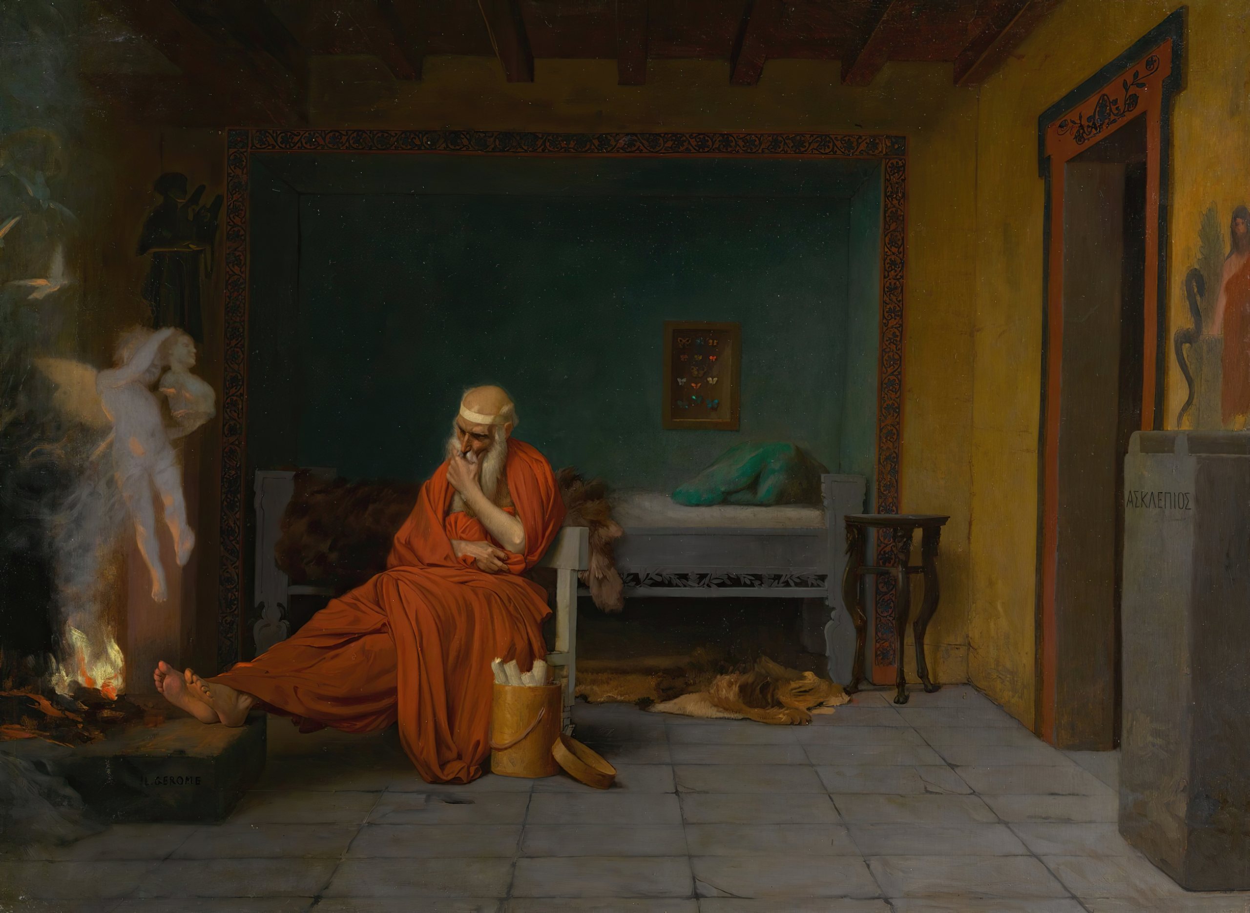 《诗人梦见火边的丘比特》（The Poet Dreams of Cupid by the Fire）｜让-莱昂·热罗姆 Jean-Léon Gérôme｜不明