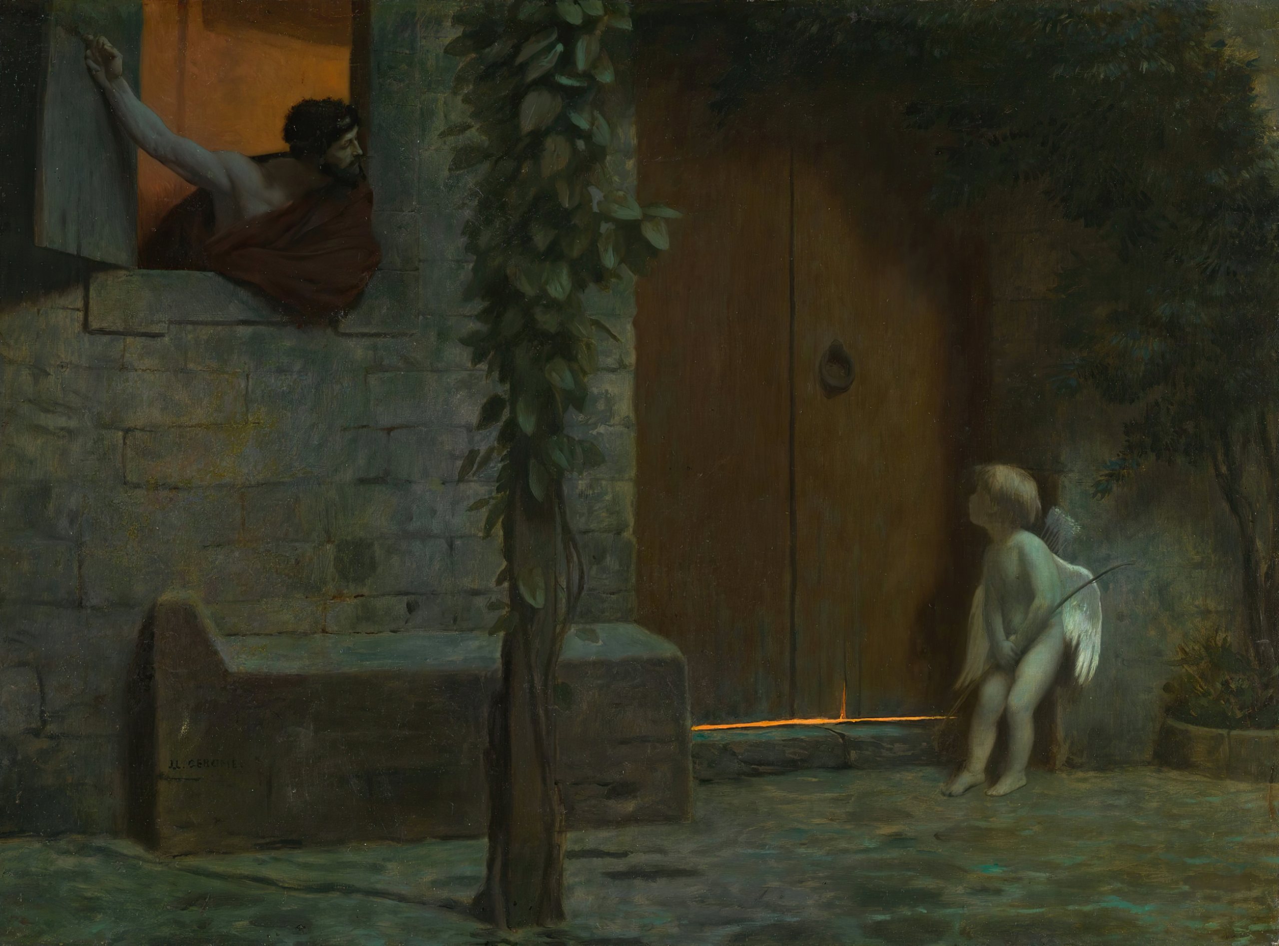 《暴雨中的丘比特在门口》（Cupid at the Door in a Rainstorm）｜让-莱昂·热罗姆 Jean-Léon Gérôme｜不明