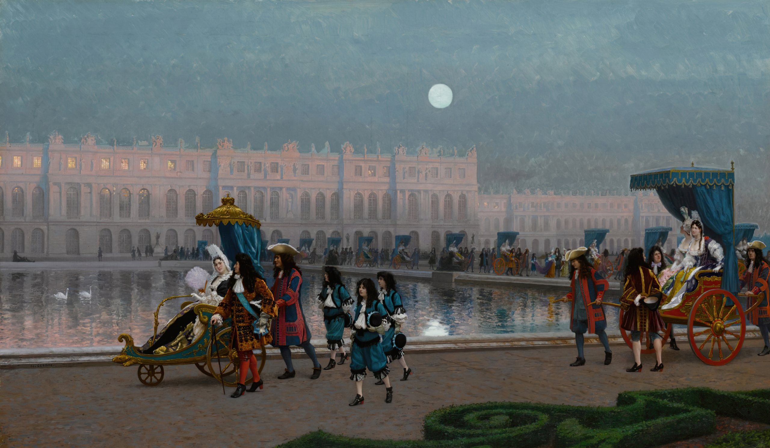 《凡尔赛花园的庭院步道》（Court walk in the gardens of Versailles）｜让-莱昂·热罗姆 Jean-Léon Gérôme｜不明