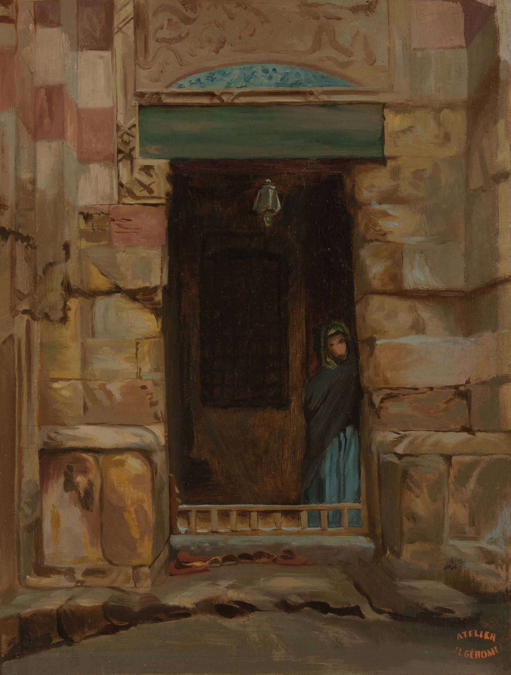 《门口的阿拉伯女人》（Arab Woman in a Doorway）｜让-莱昂·热罗姆 Jean-Léon Gérôme｜1870