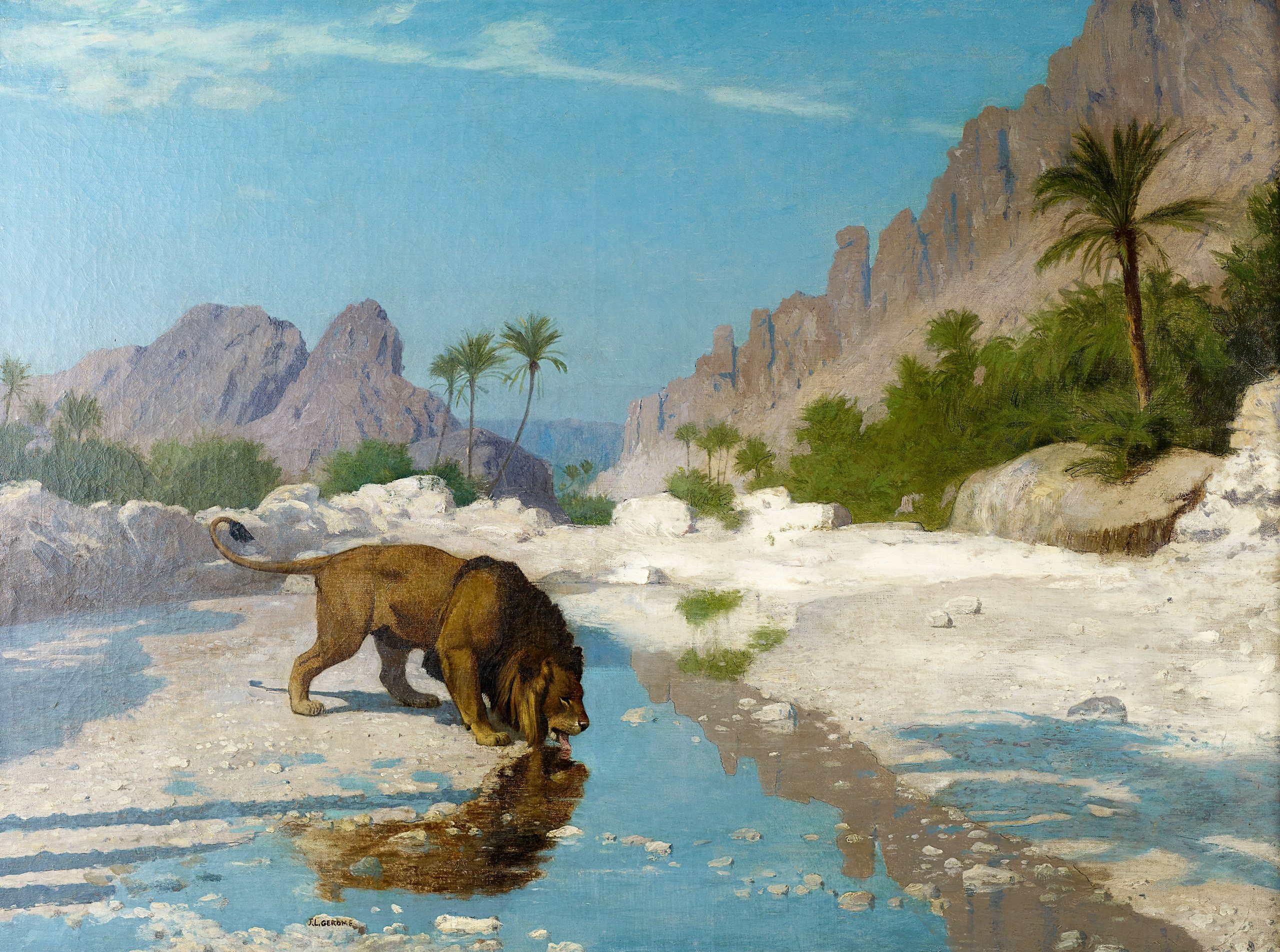 《沙漠中的狮子》（Lion in the Desert）｜让-莱昂·热罗姆 Jean-Léon Gérôme｜约 1885