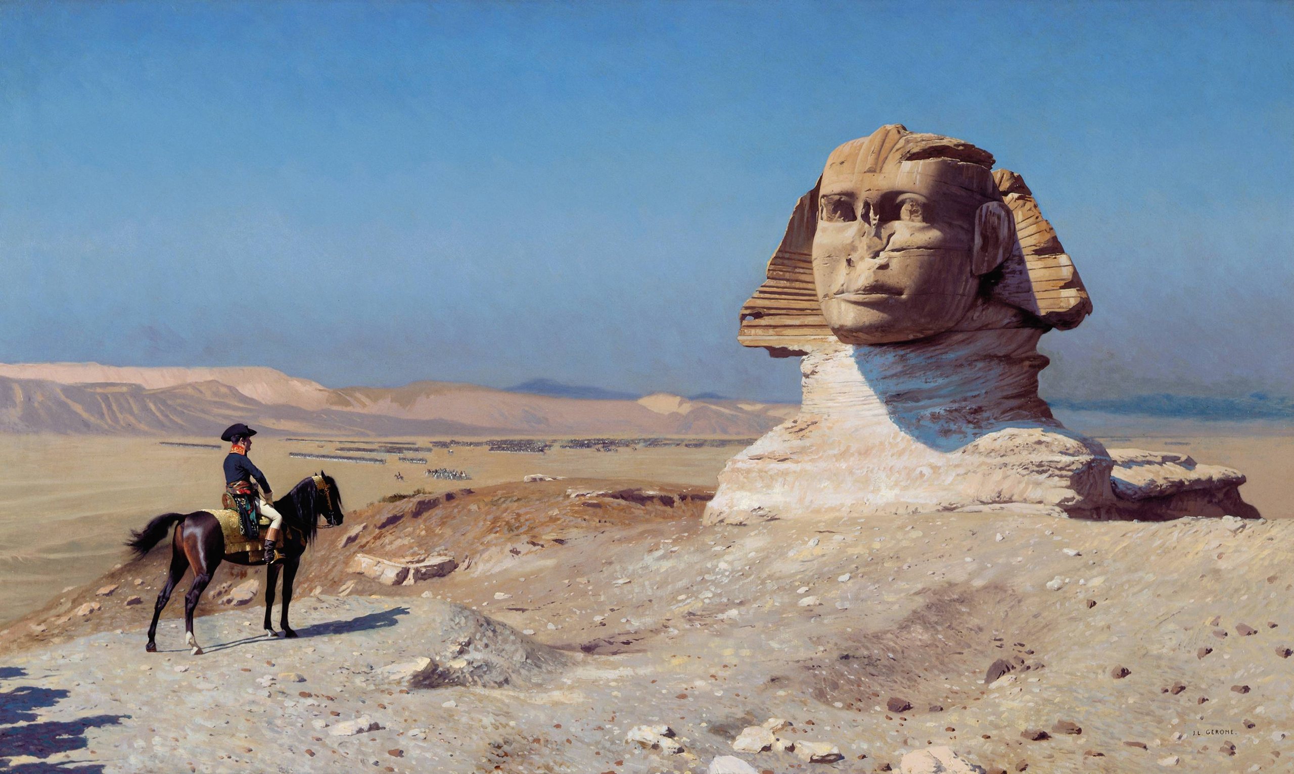 《波拿巴在狮身人面像前》（Bonaparte Before the Sphinx）｜让-莱昂·热罗姆 Jean-Léon Gérôme｜1886