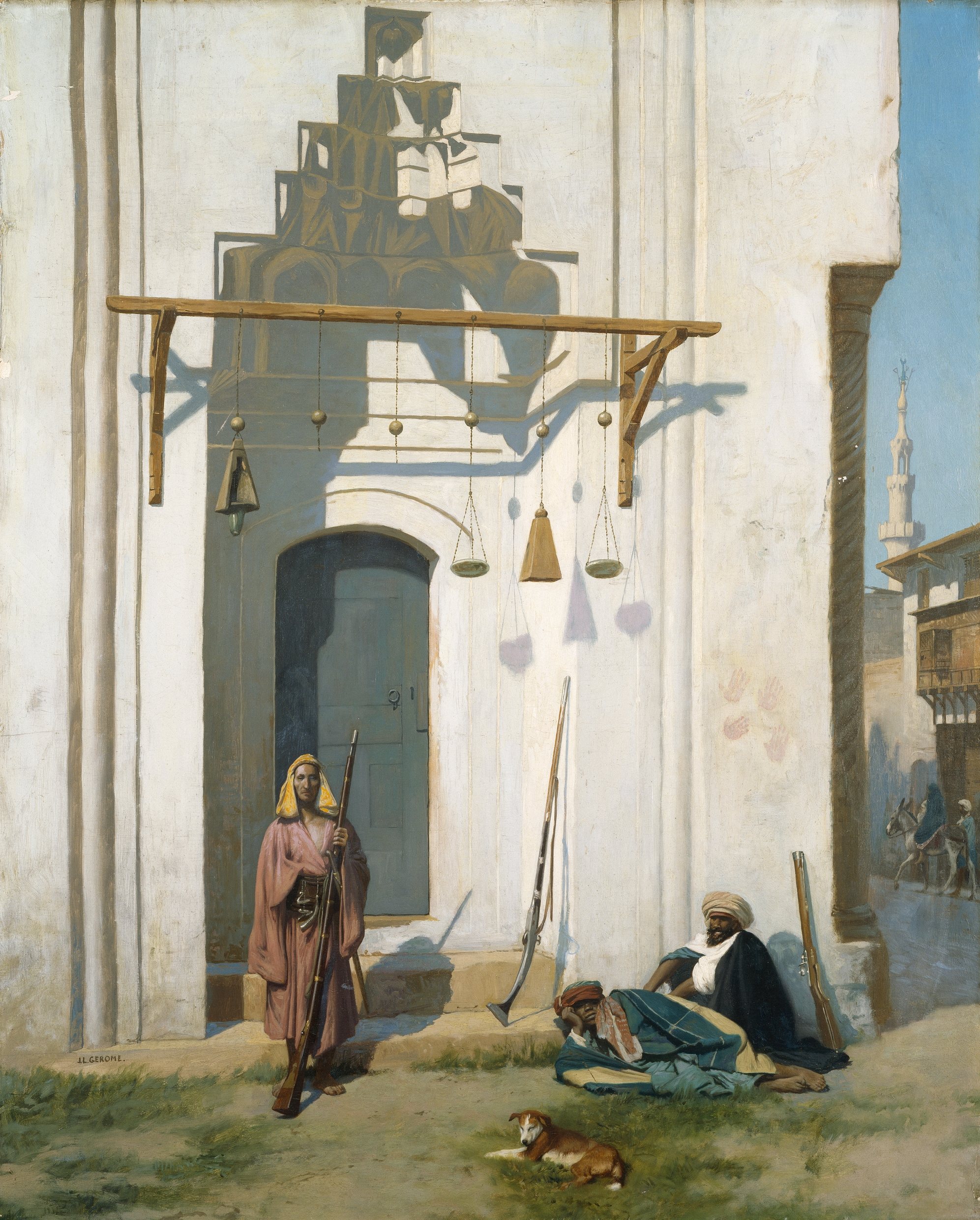 《坟墓门口的守卫》（Guards at the Door of a Tomb）｜让-莱昂·热罗姆 Jean-Léon Gérôme｜1870年代