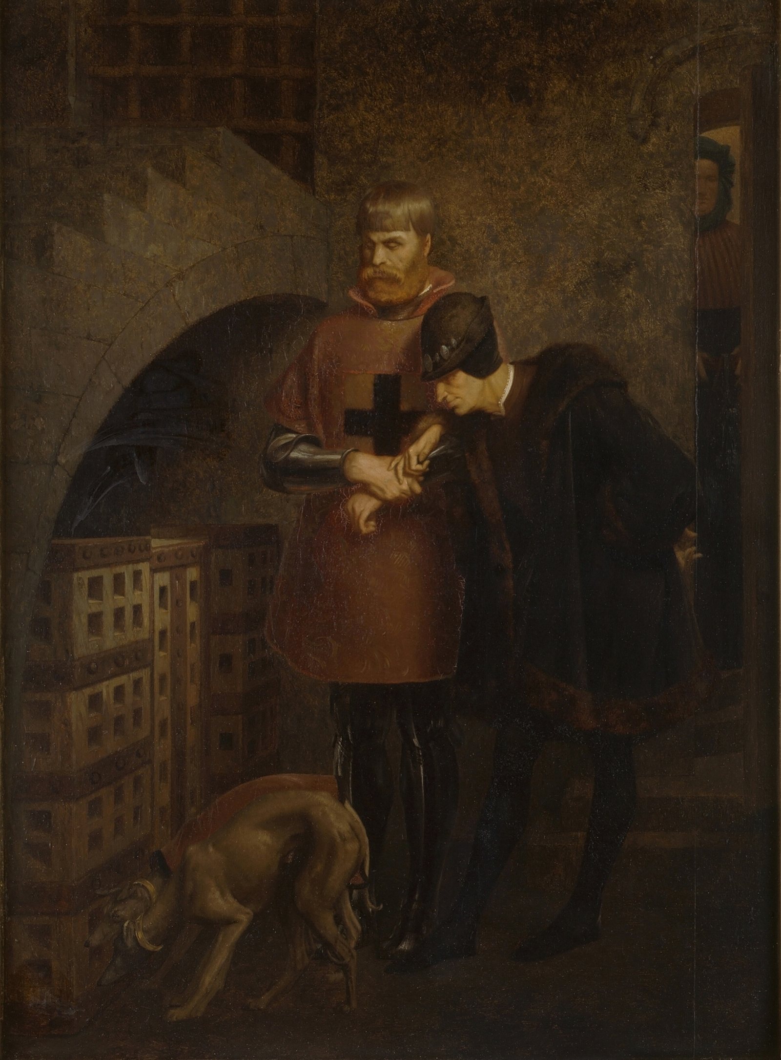 《法国路易十一拜访铁笼中的巴卢红衣主教》（Louis XI of France visiting Cardinal Balue in his iron cage）｜让-莱昂·热罗姆 Jean-Léon Gérôme｜1883